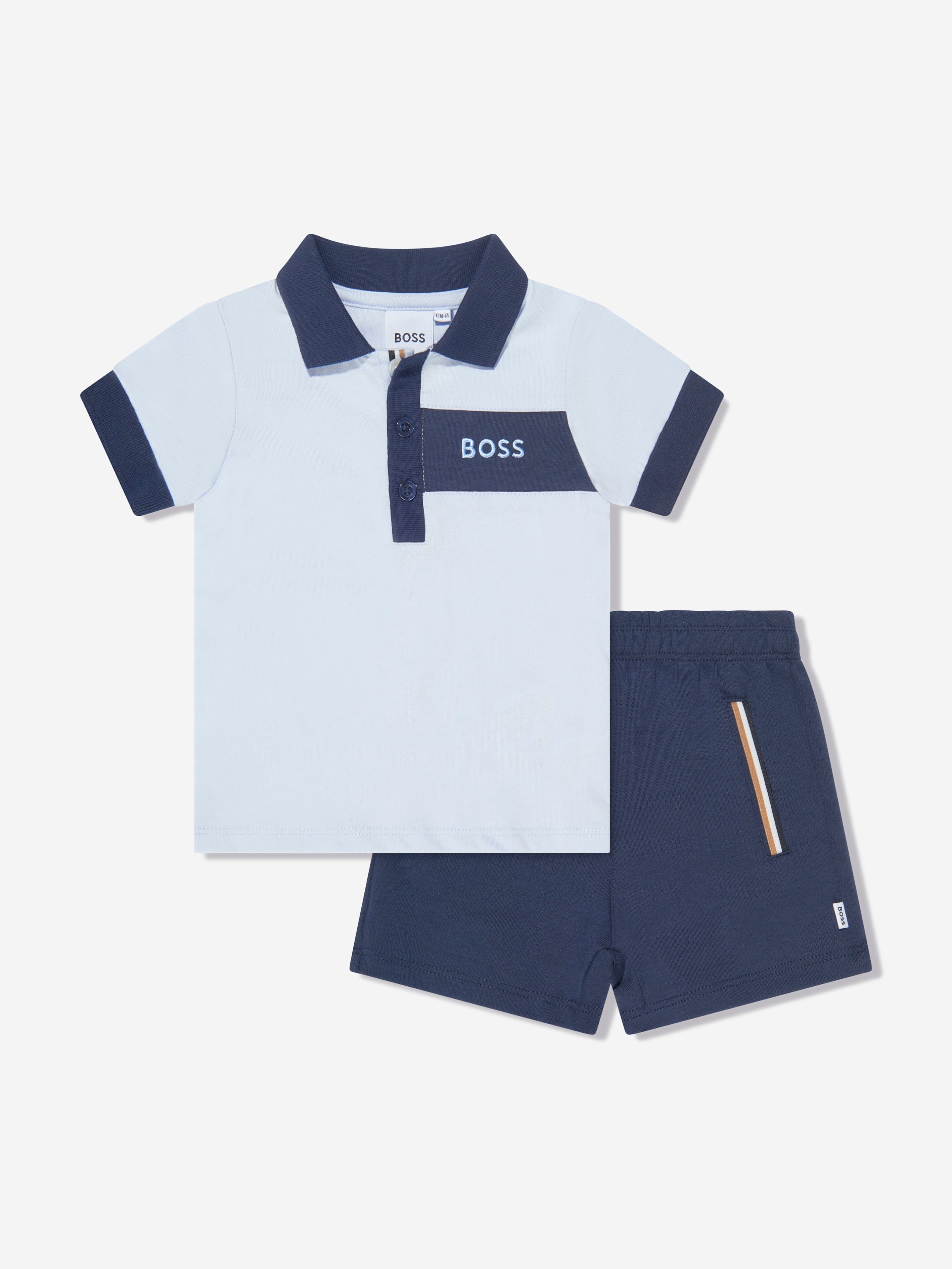 BOSS Baby Boys Polo Shirt And Shorts Set in Navy