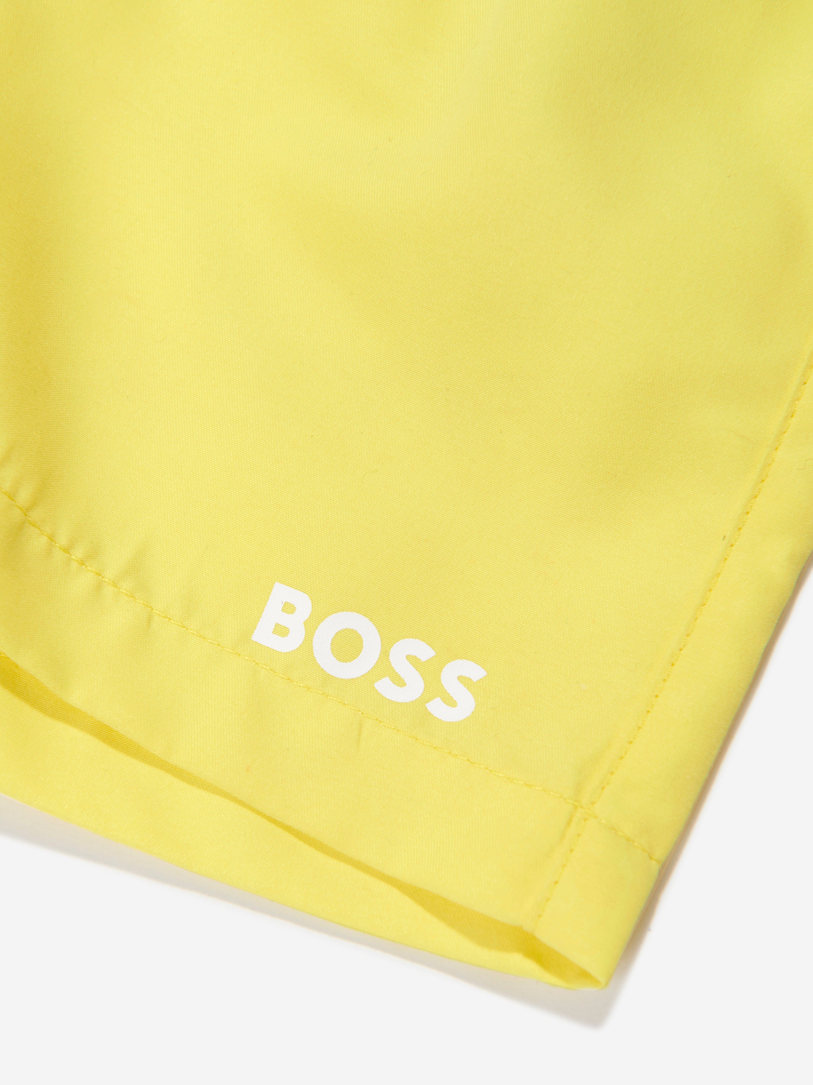 BOSS Baby Boys Logo Swim Shorts in Yellow