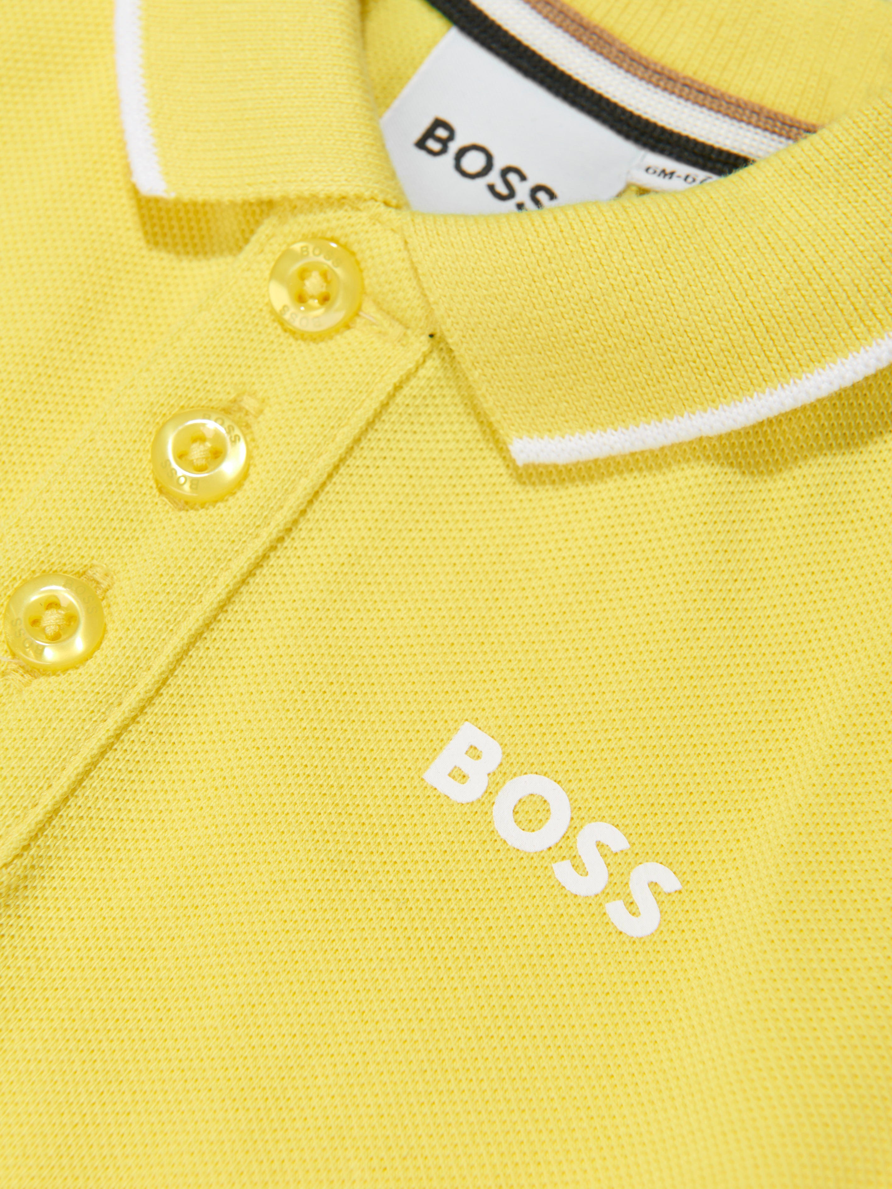 BOSS Baby Boys Logo Polo Shirt in Yellow