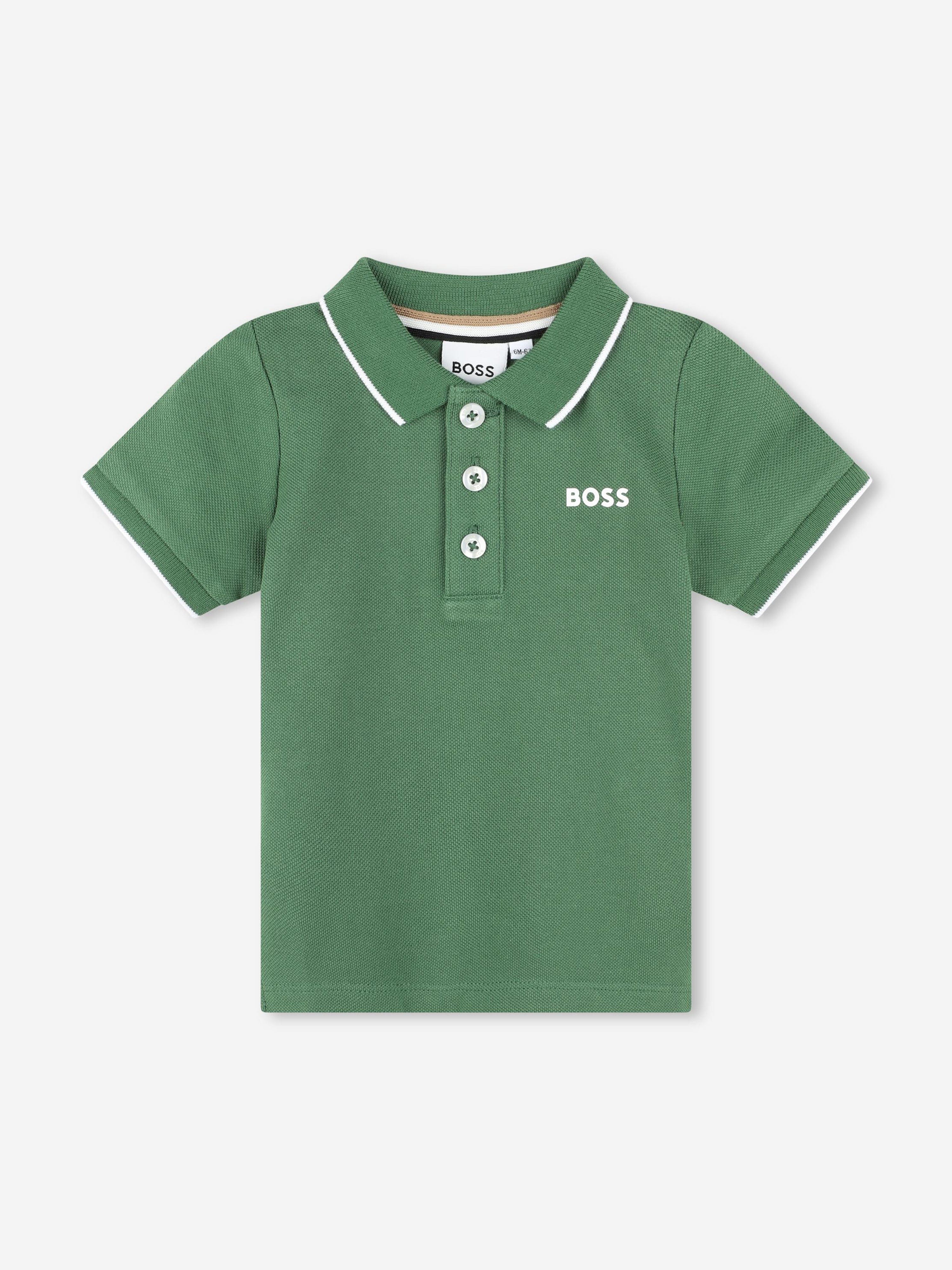 BOSS Baby Boys Logo Polo Shirt in Green