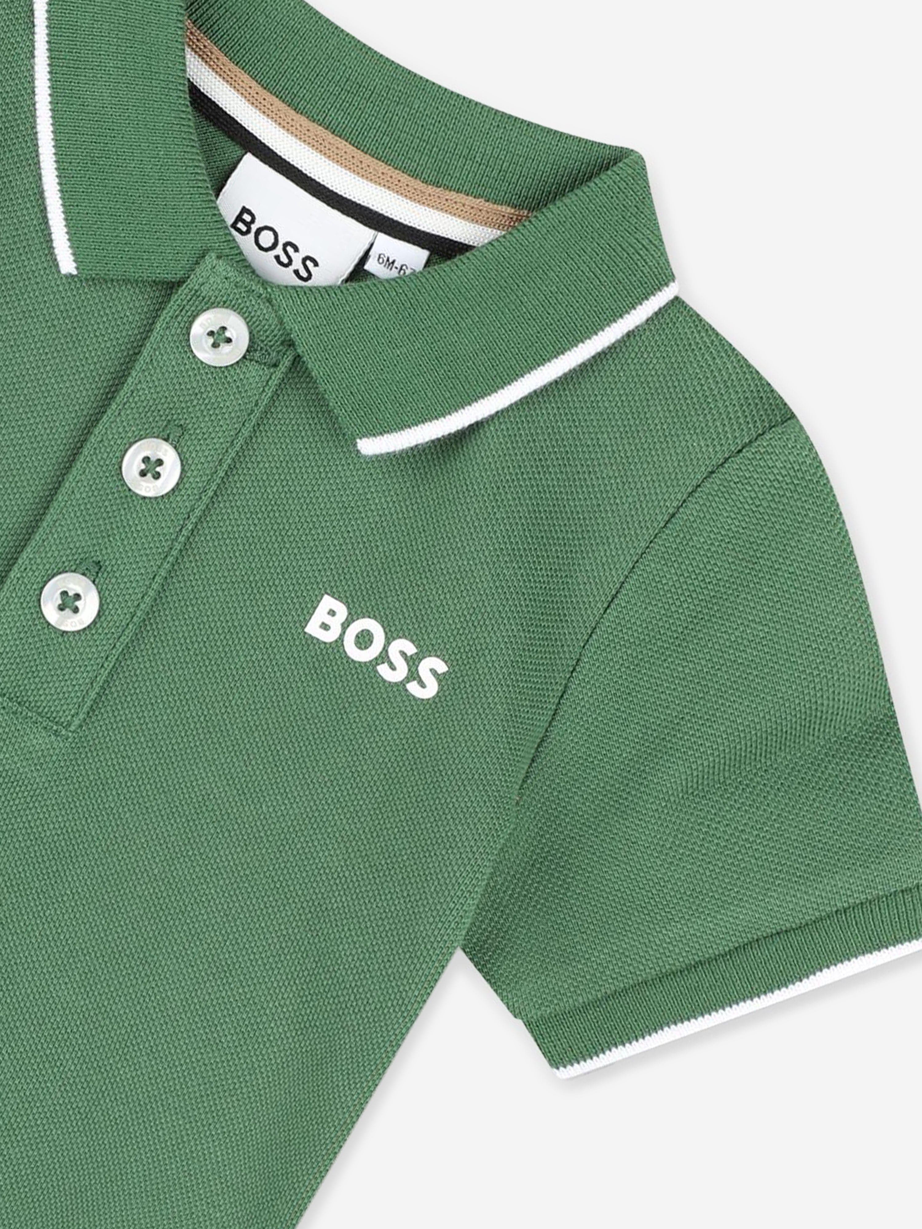 BOSS Baby Boys Logo Polo Shirt in Green