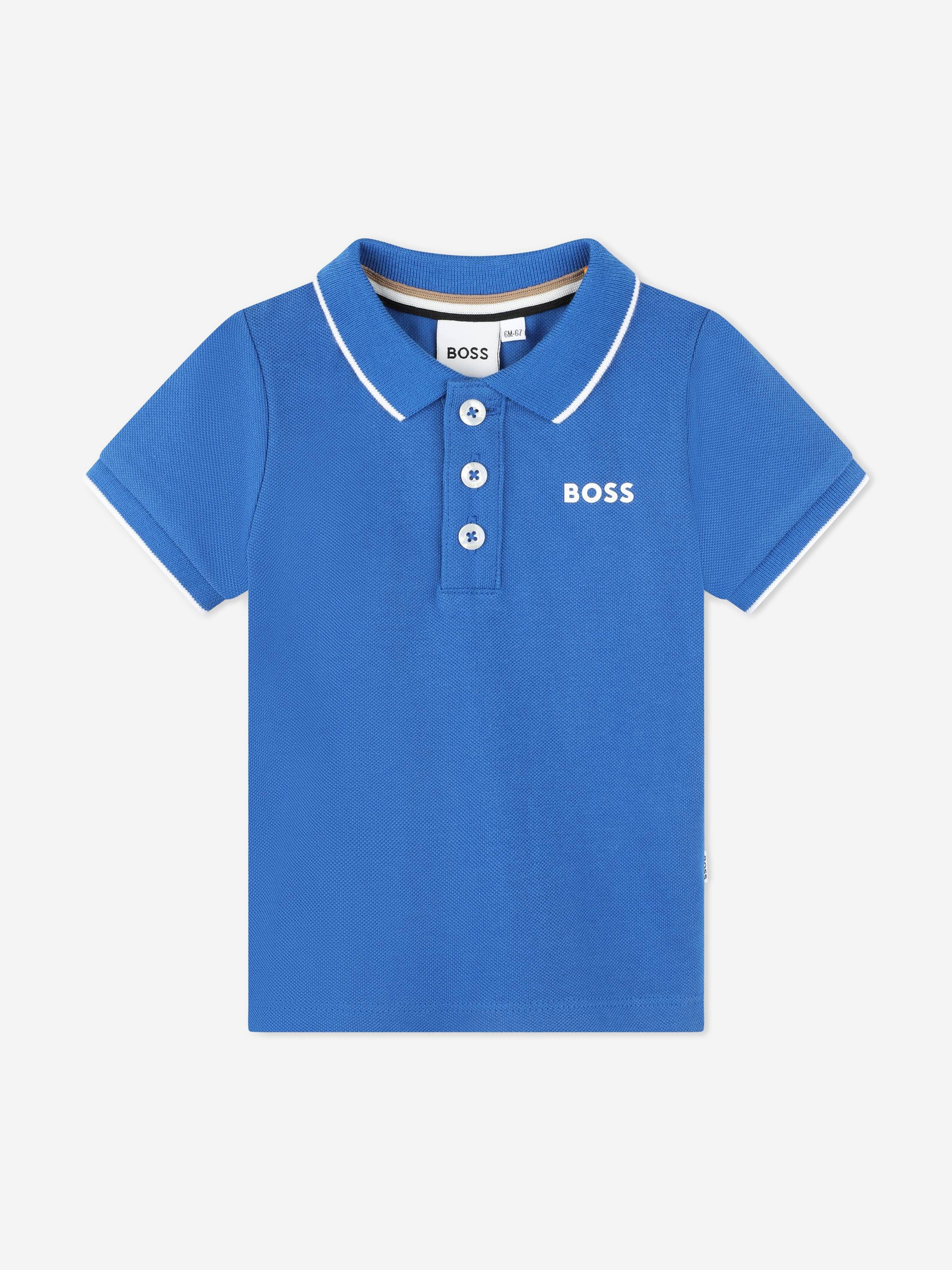 BOSS Baby Boys Logo Polo Shirt in Blue