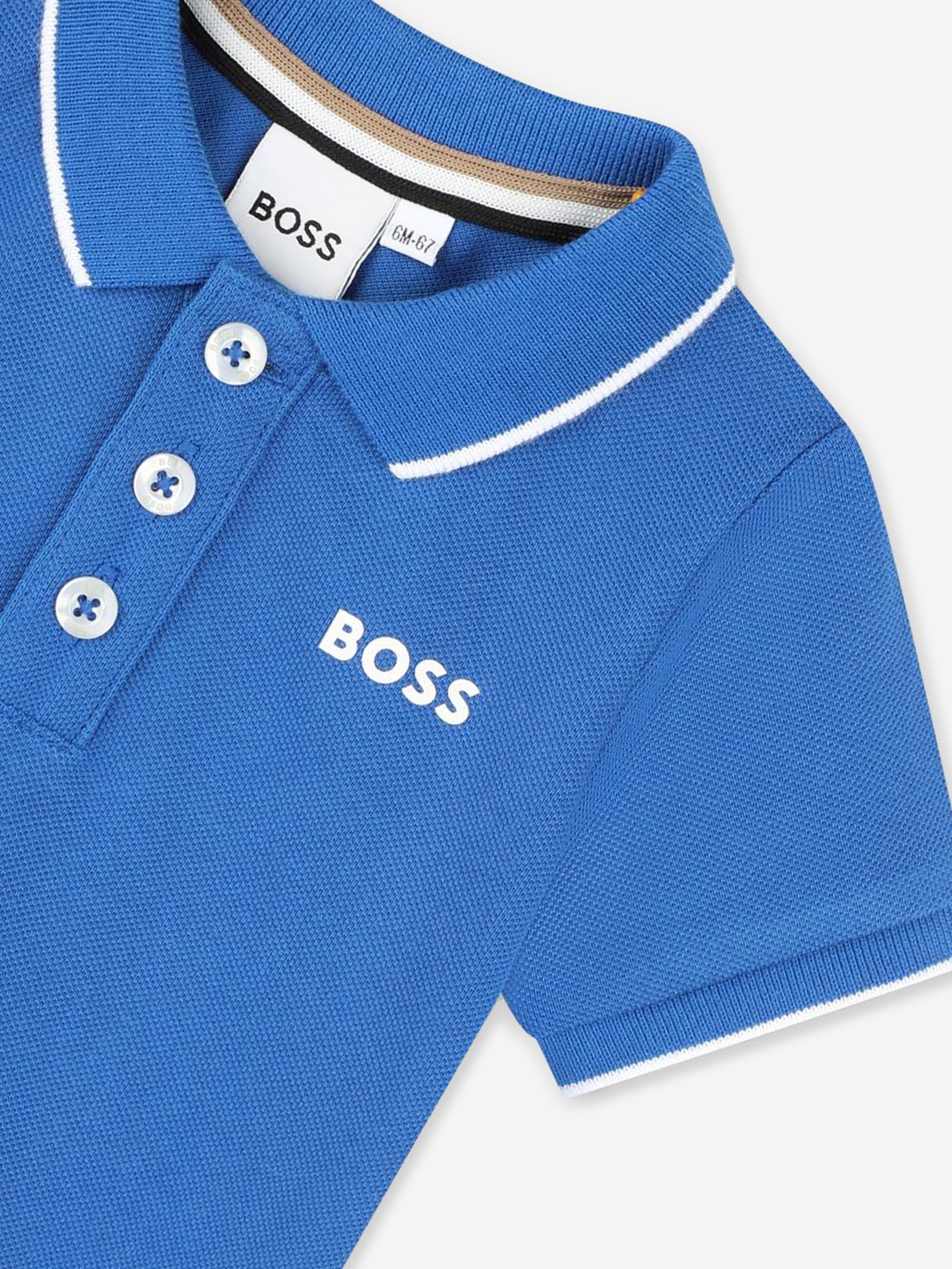 BOSS Baby Boys Logo Polo Shirt in Blue