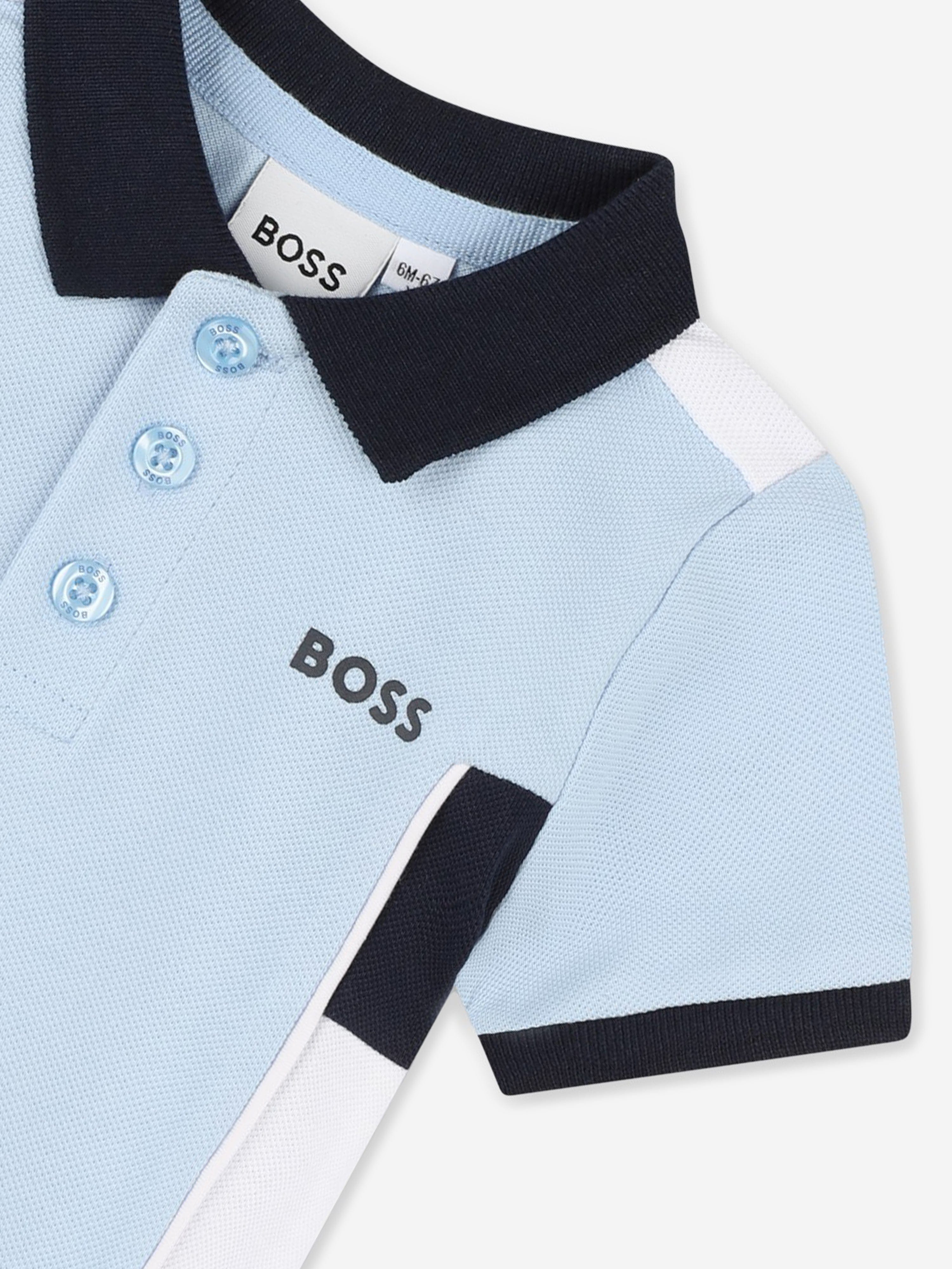 BOSS Baby Boys Logo Polo Shirt in Blue