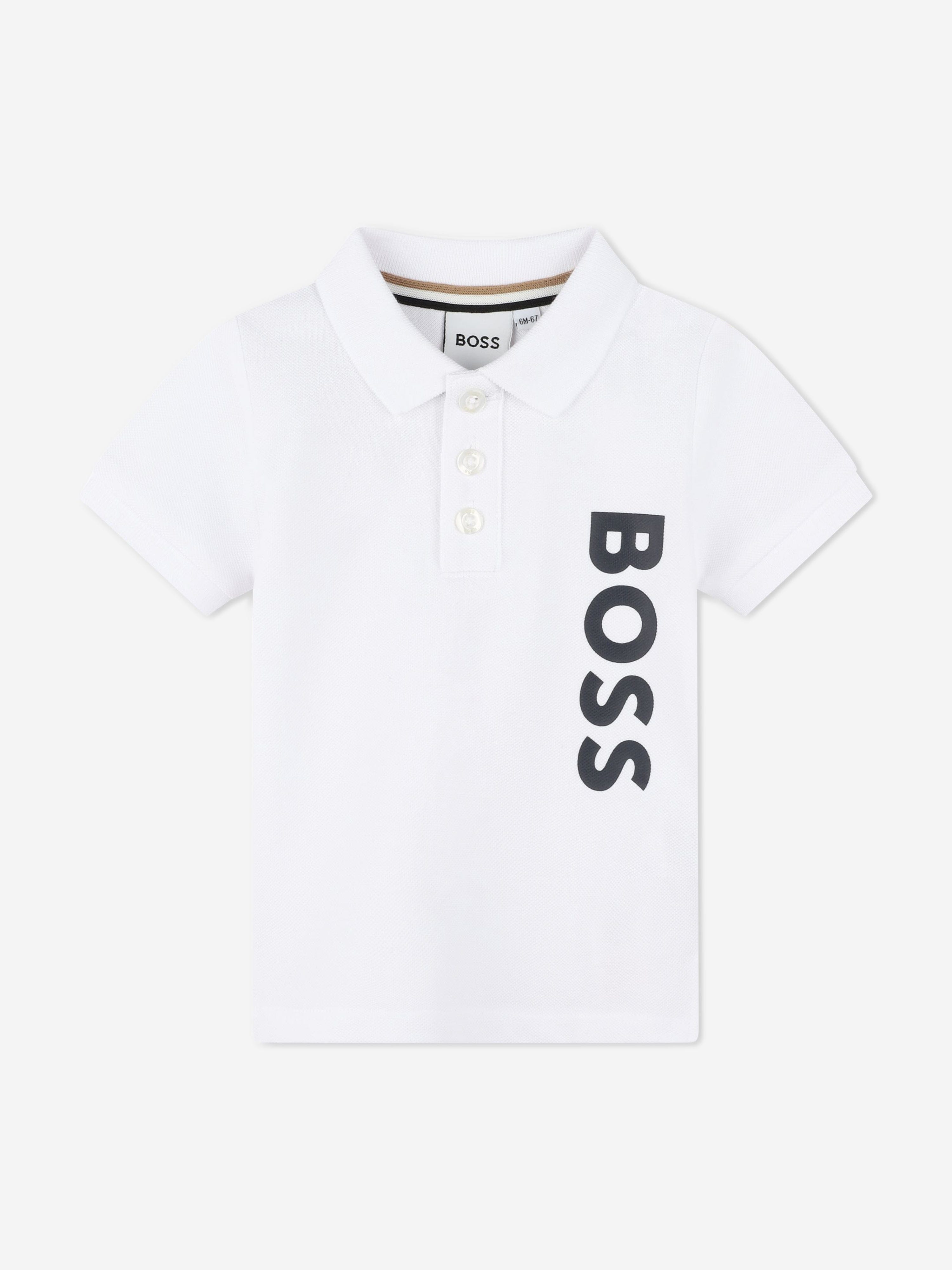 BOSS Baby Boys Logo Print Polo Shirt in White