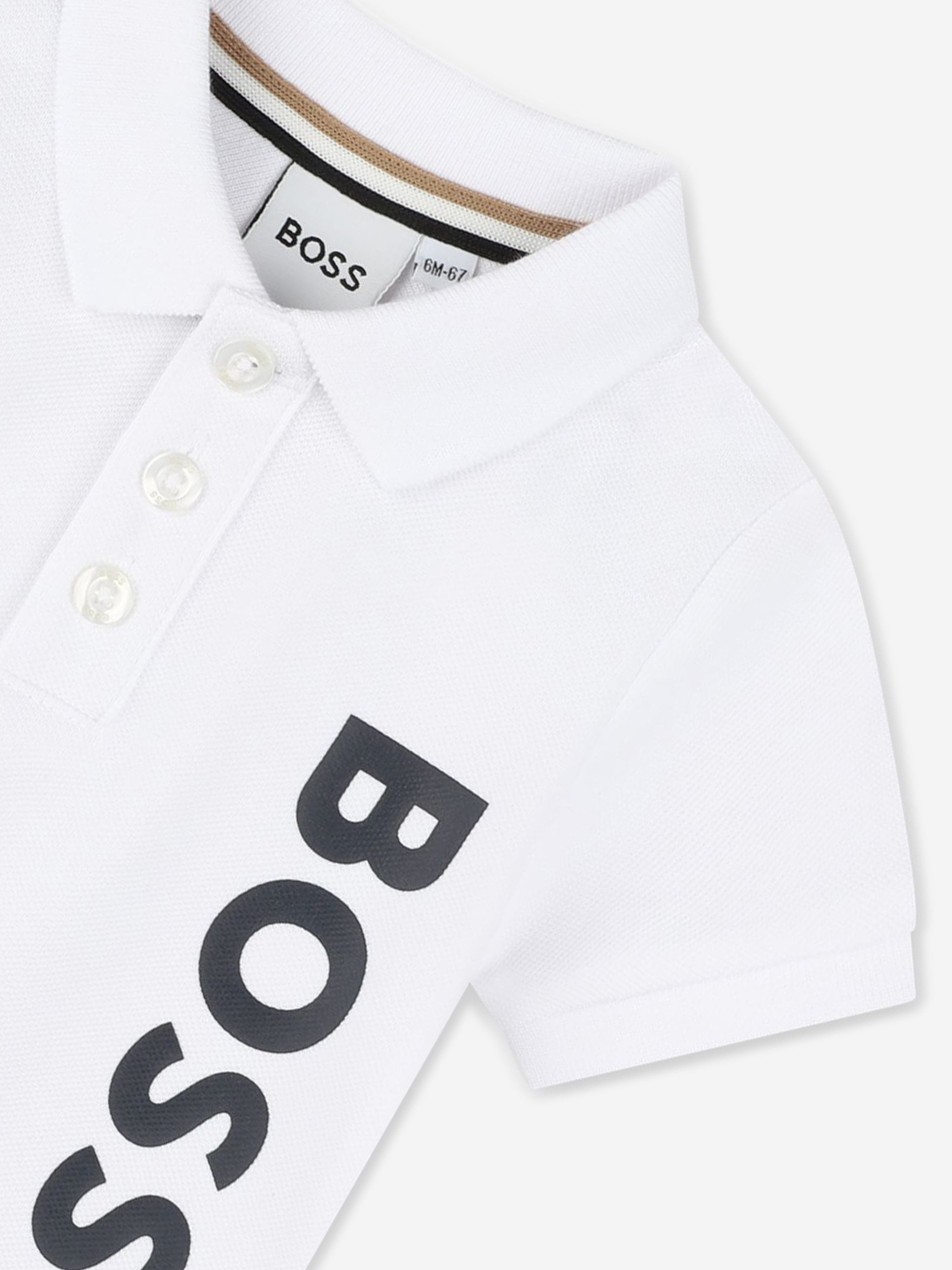 BOSS Baby Boys Logo Print Polo Shirt in White