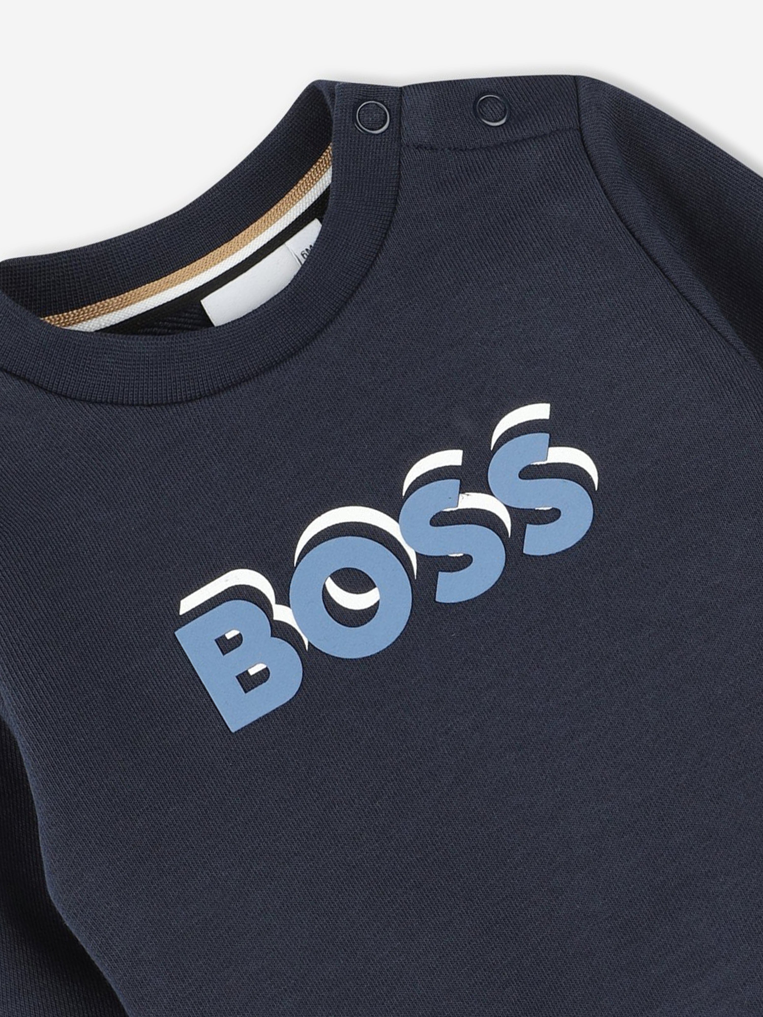 BOSS Baby Boys Logo Print Sweatshirt in Navy