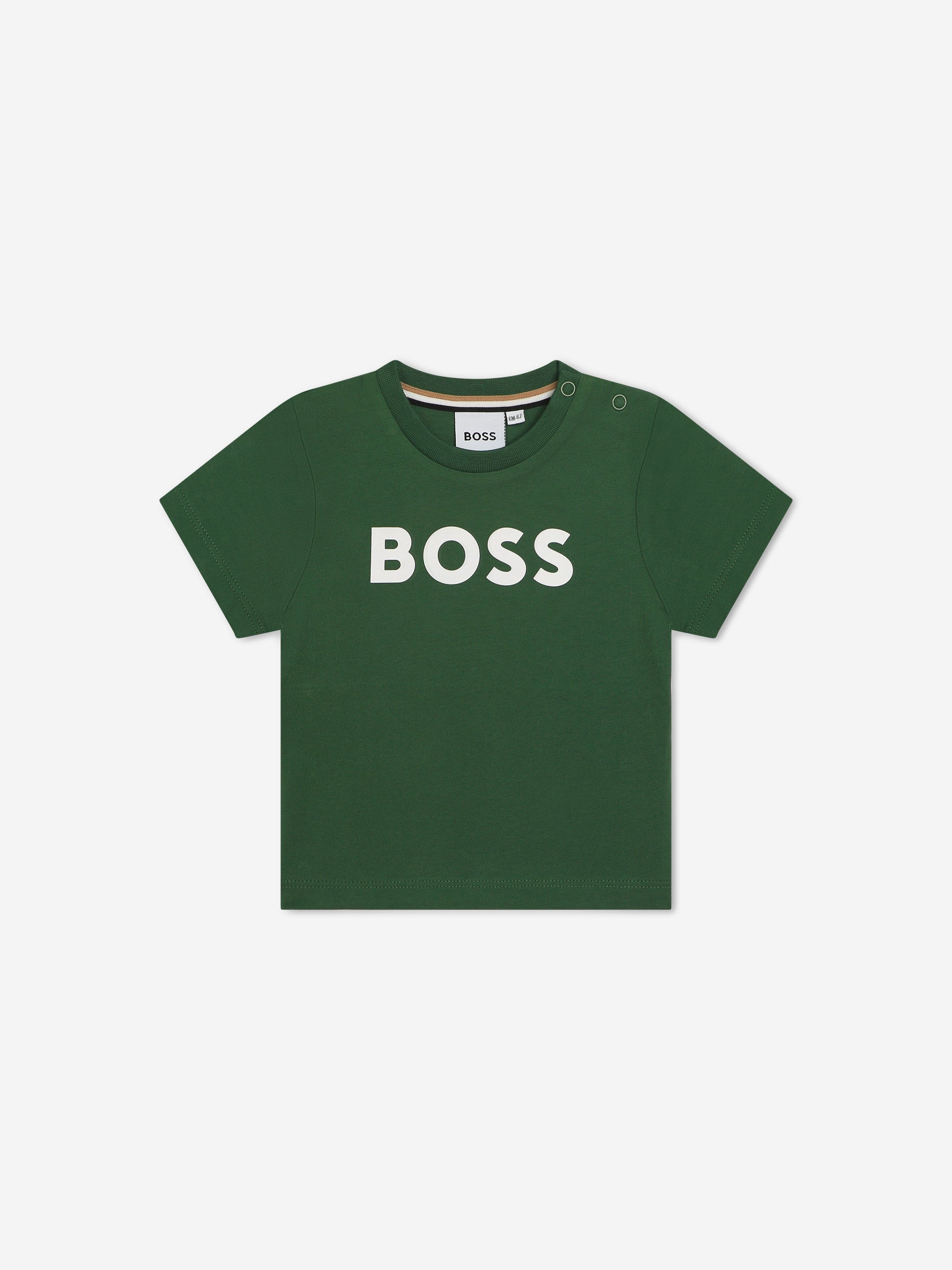 BOSS Baby Boys Logo Print T-Shirt in Green