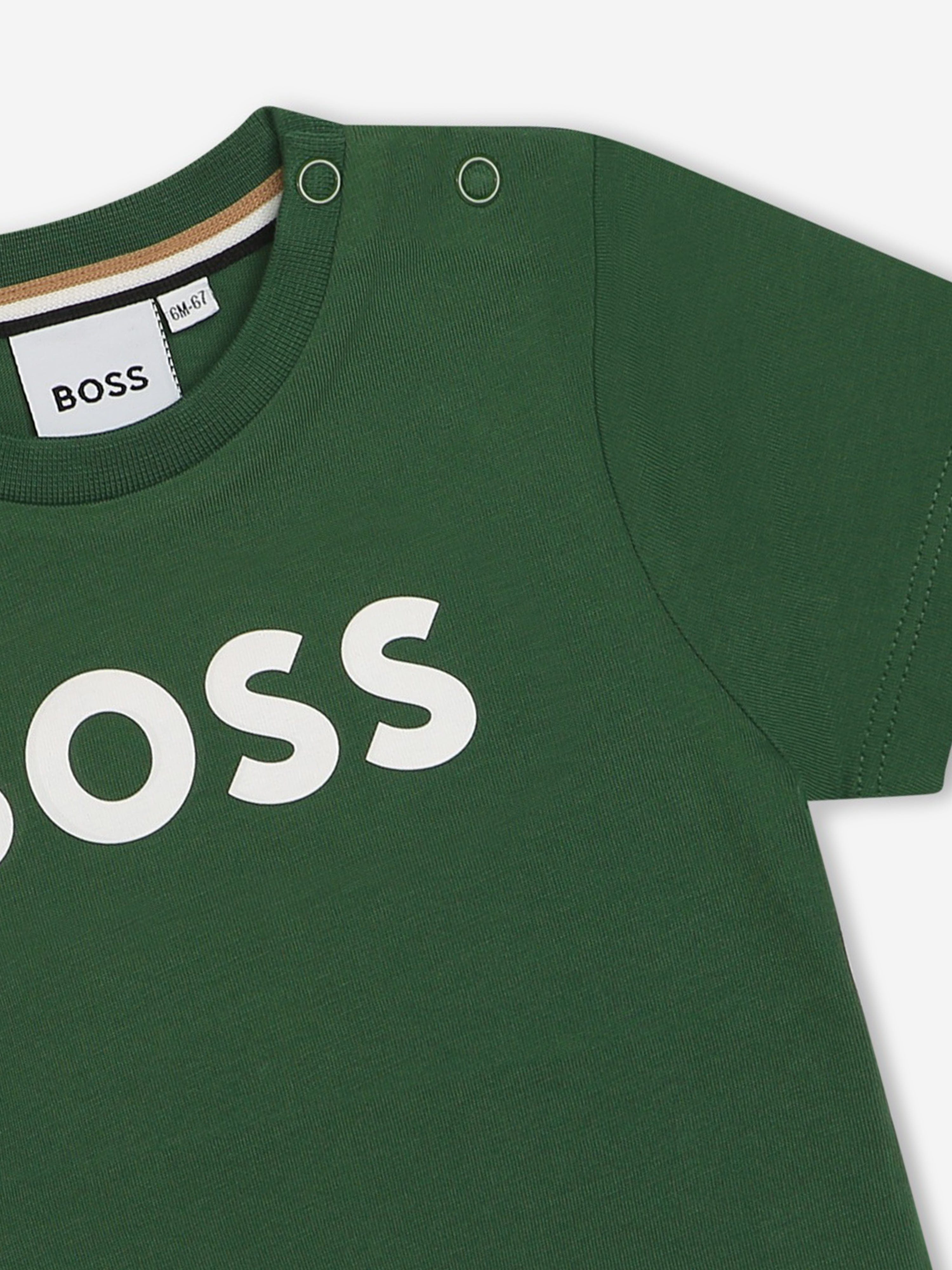 BOSS Baby Boys Logo Print T-Shirt in Green