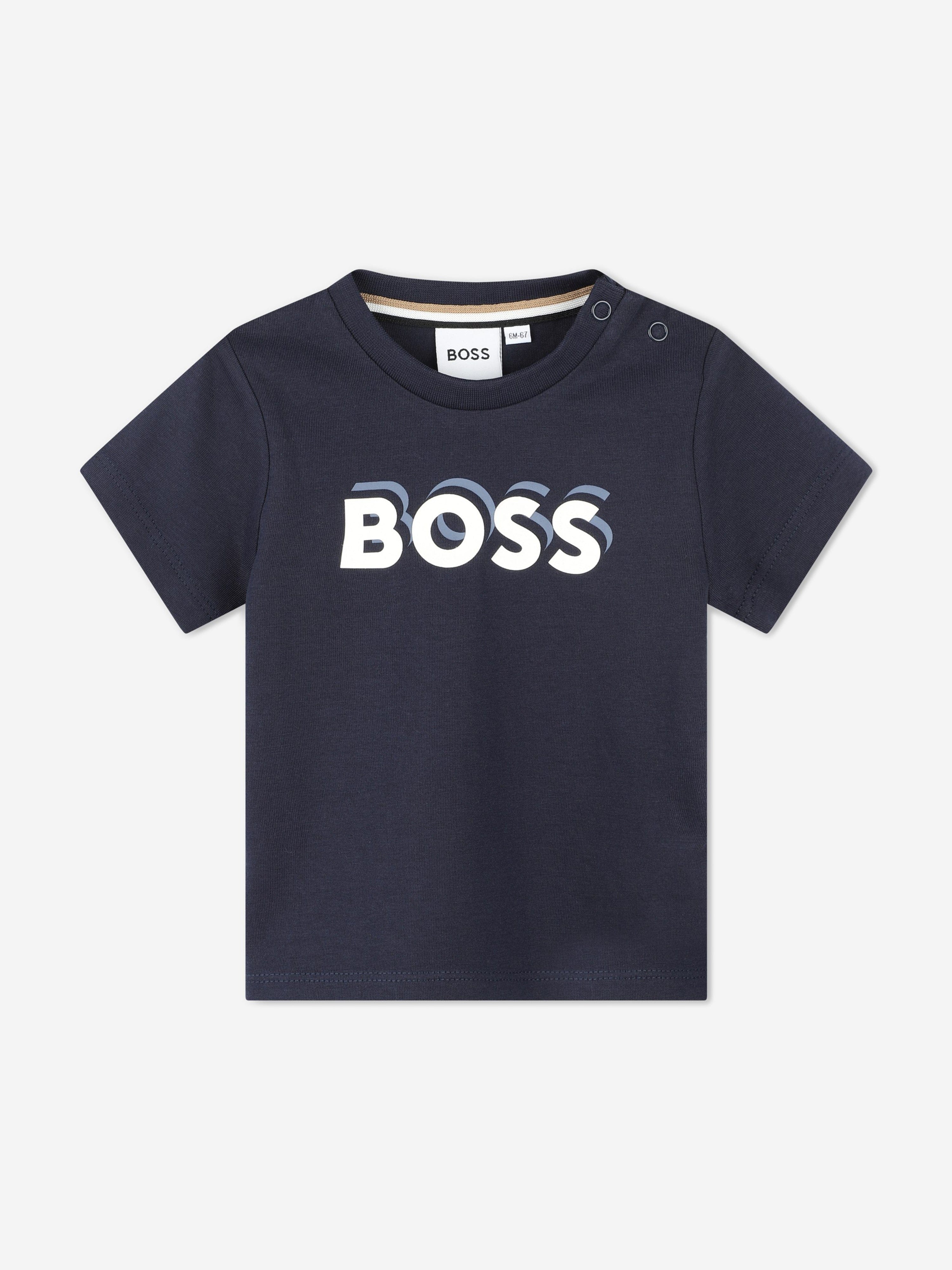 BOSS Baby Boys Logo Print T-Shirt in Navy