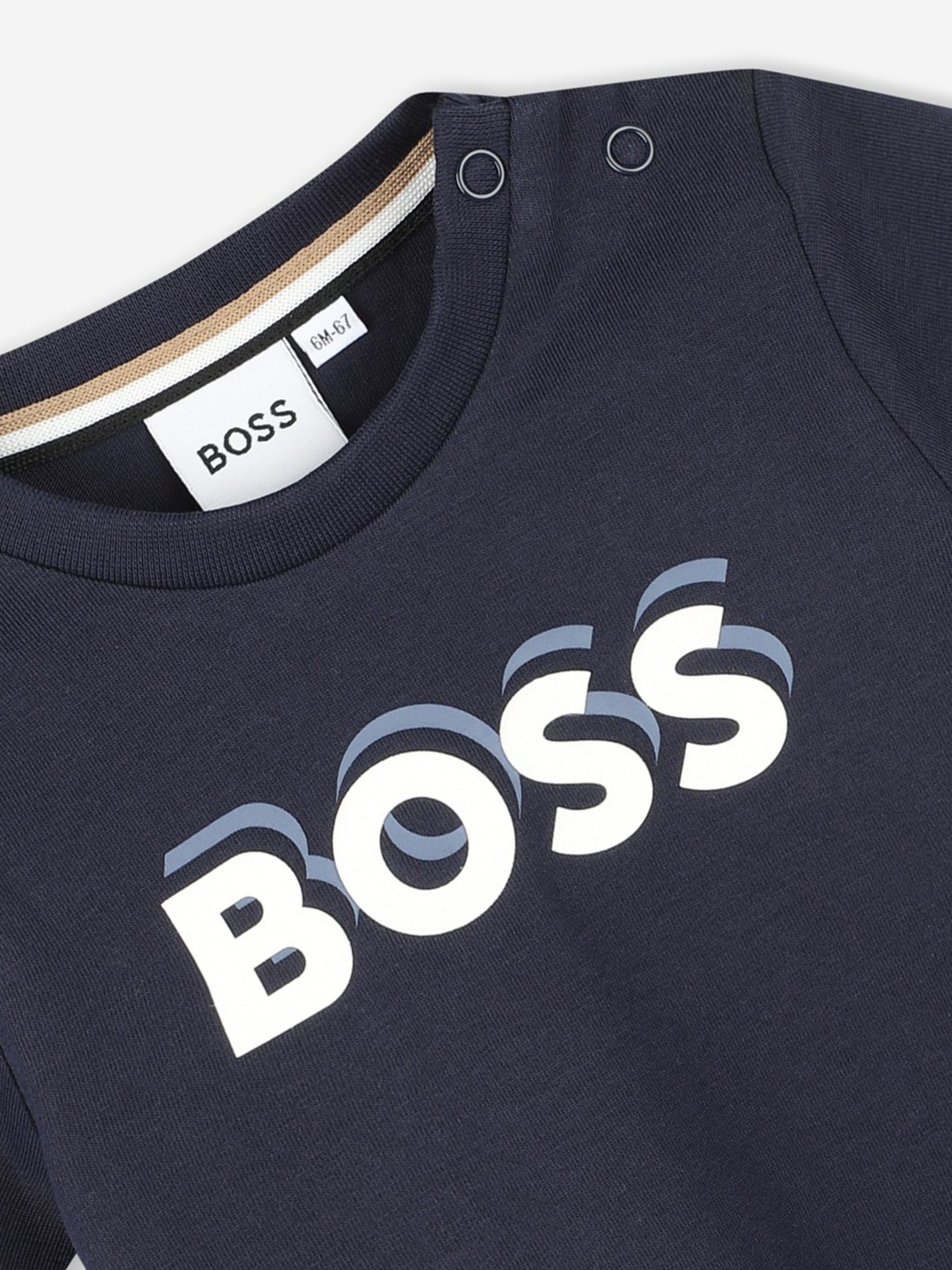 BOSS Baby Boys Logo Print T-Shirt in Navy