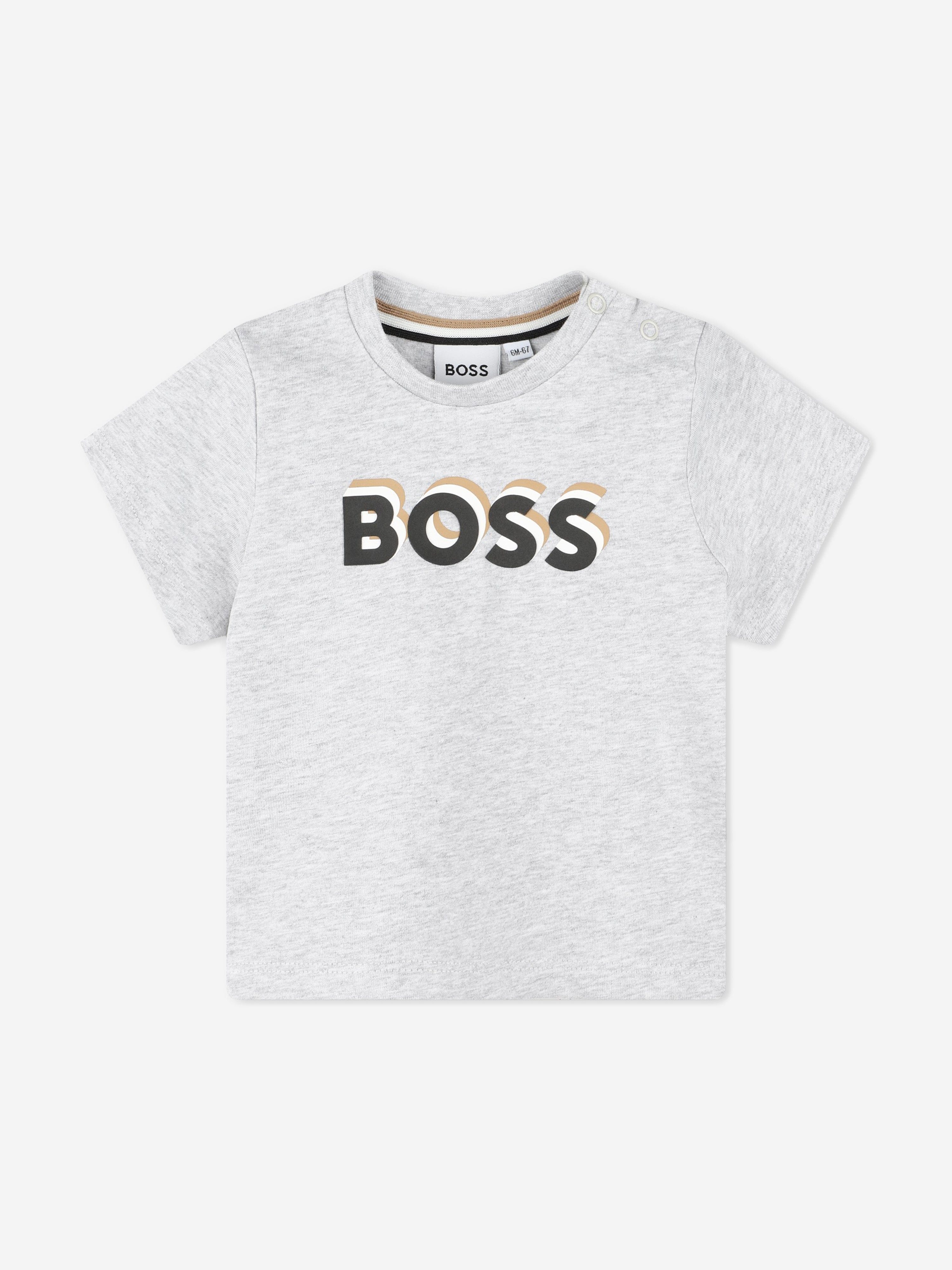 BOSS Baby Boys Logo Print T-Shirt in Grey