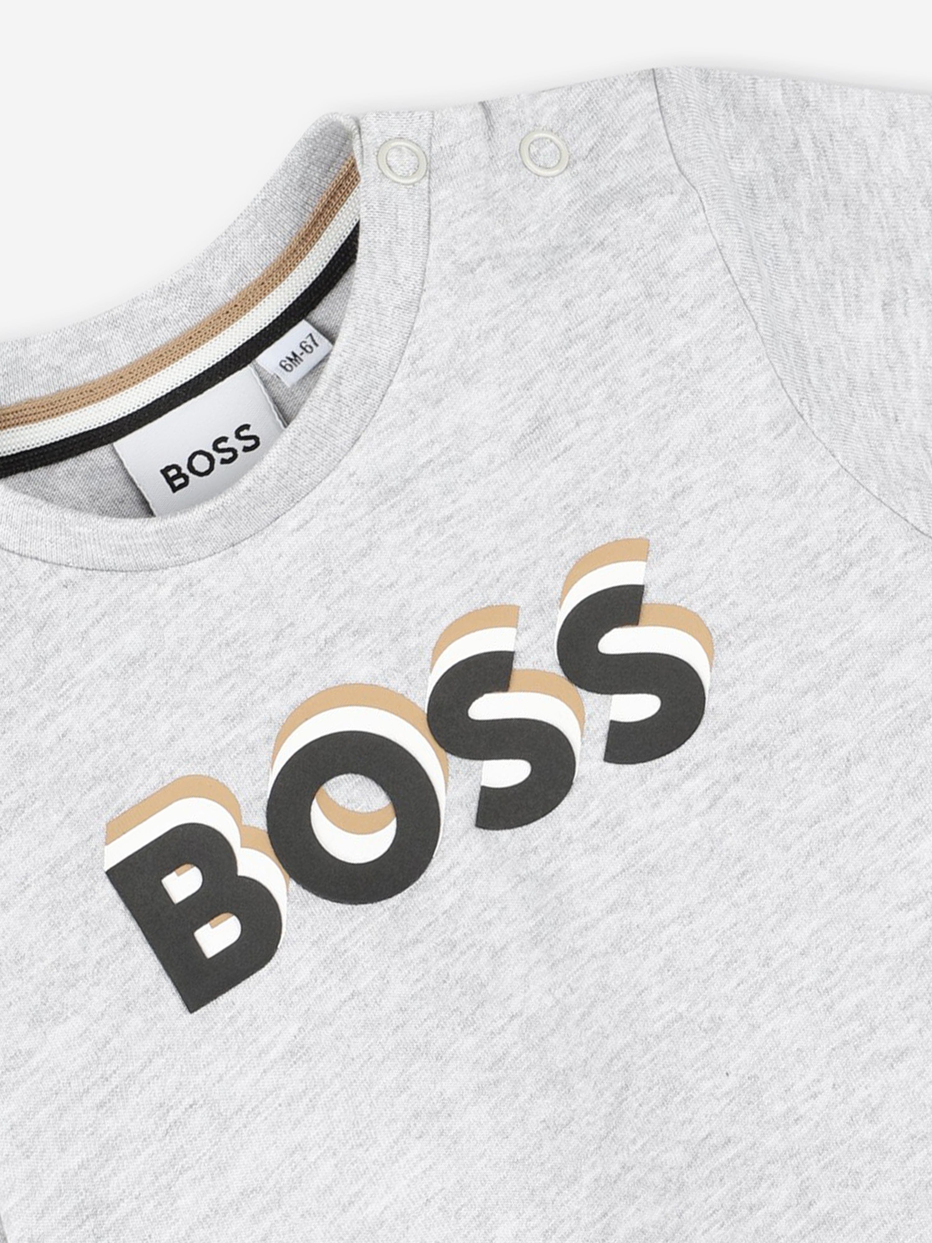 BOSS Baby Boys Logo Print T-Shirt in Grey