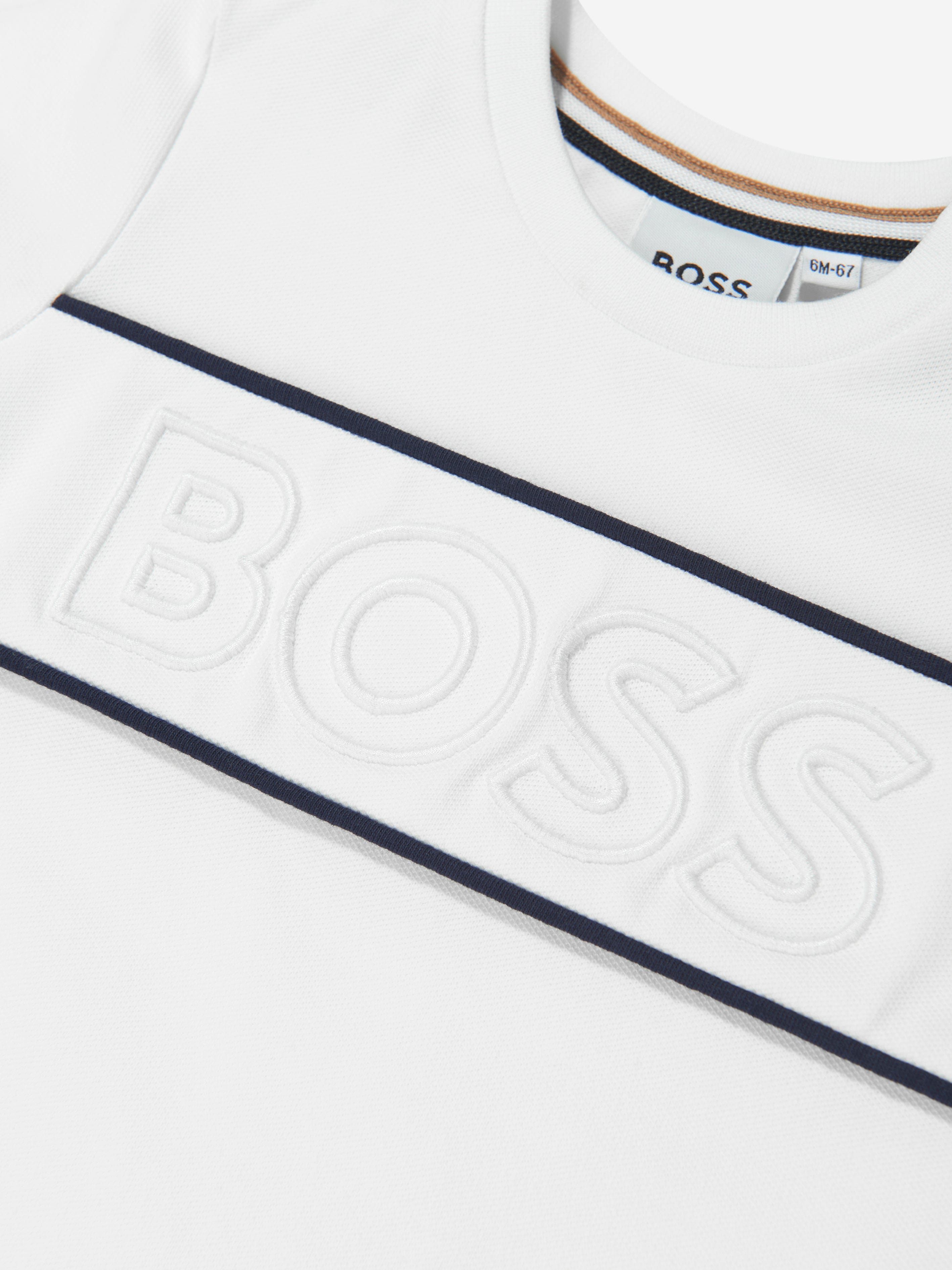 BOSS Baby Boys Embroidered Logo T-Shirt in White