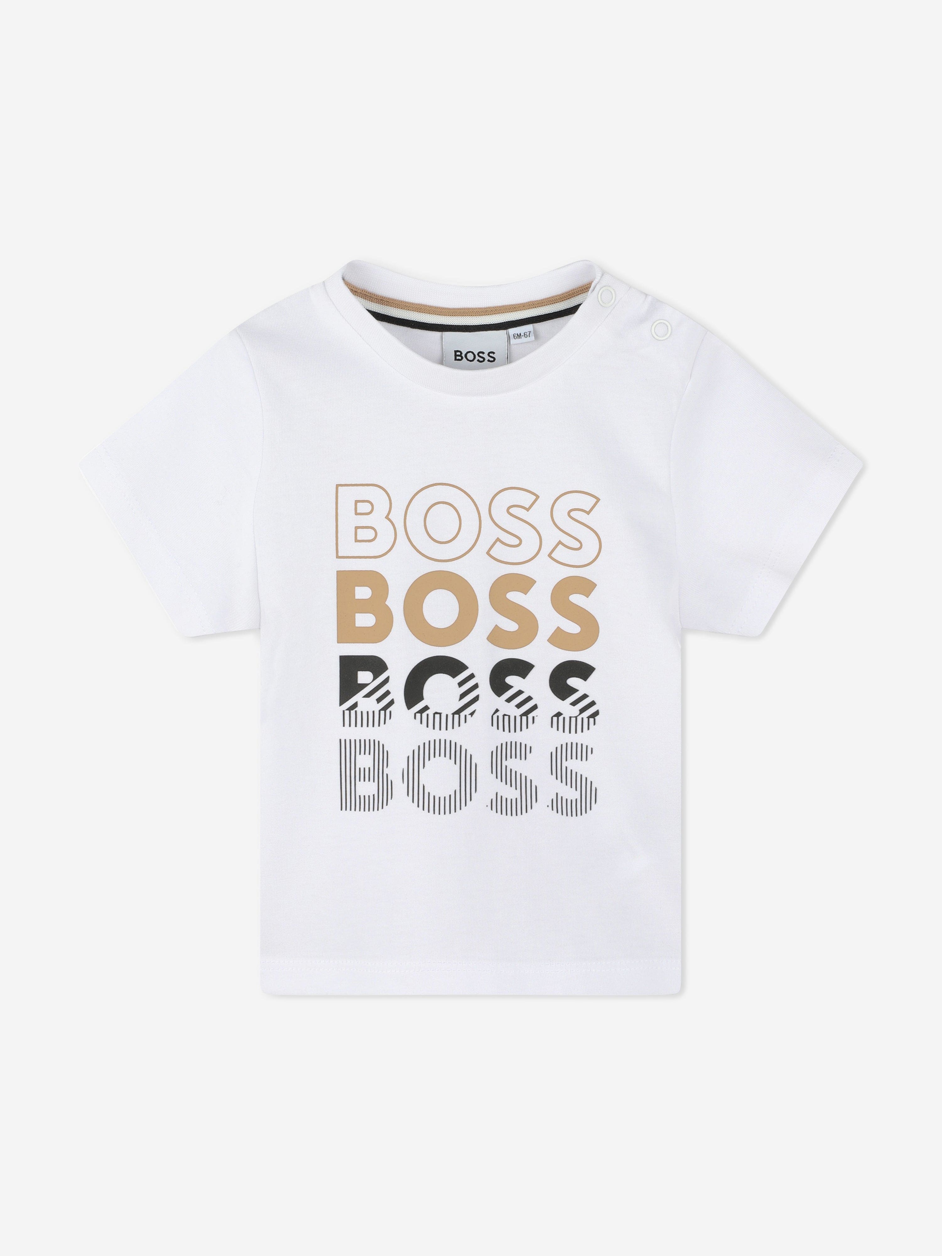 BOSS Baby Boys Multiple Logo T-Shirt in White