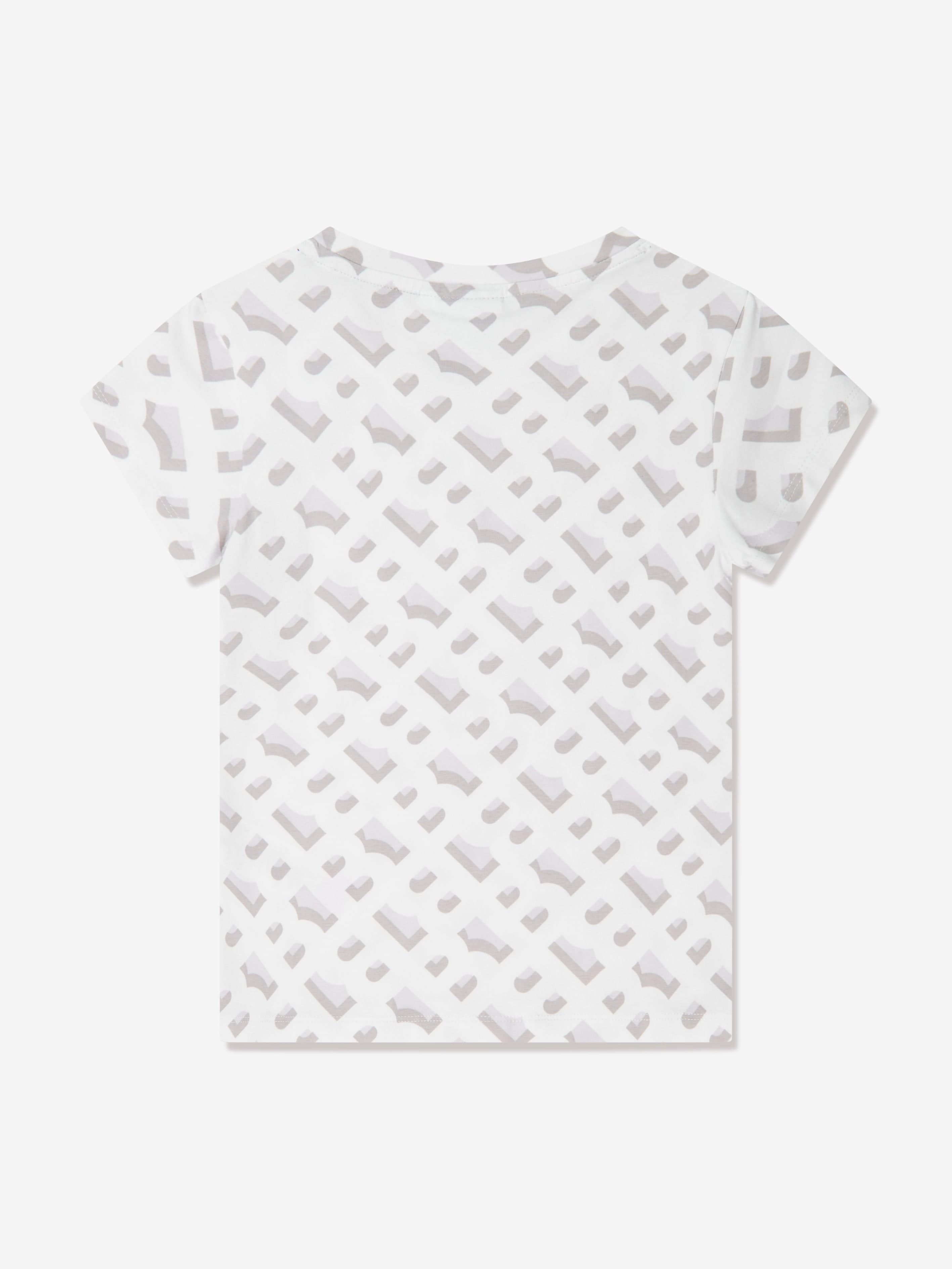 BOSS Girls Monogram Print T-Shirt in White