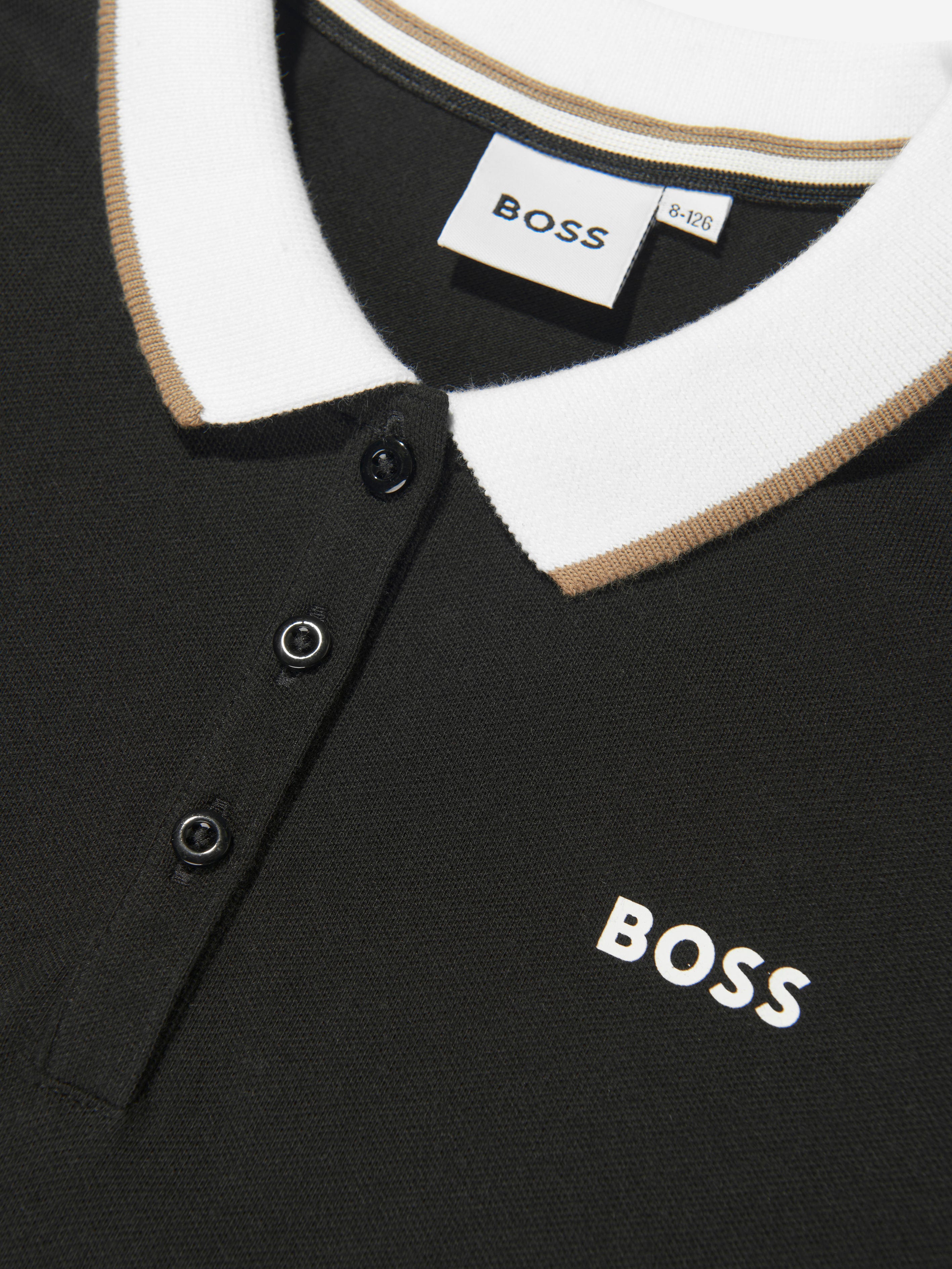 BOSS Girls Polo Dress in Black