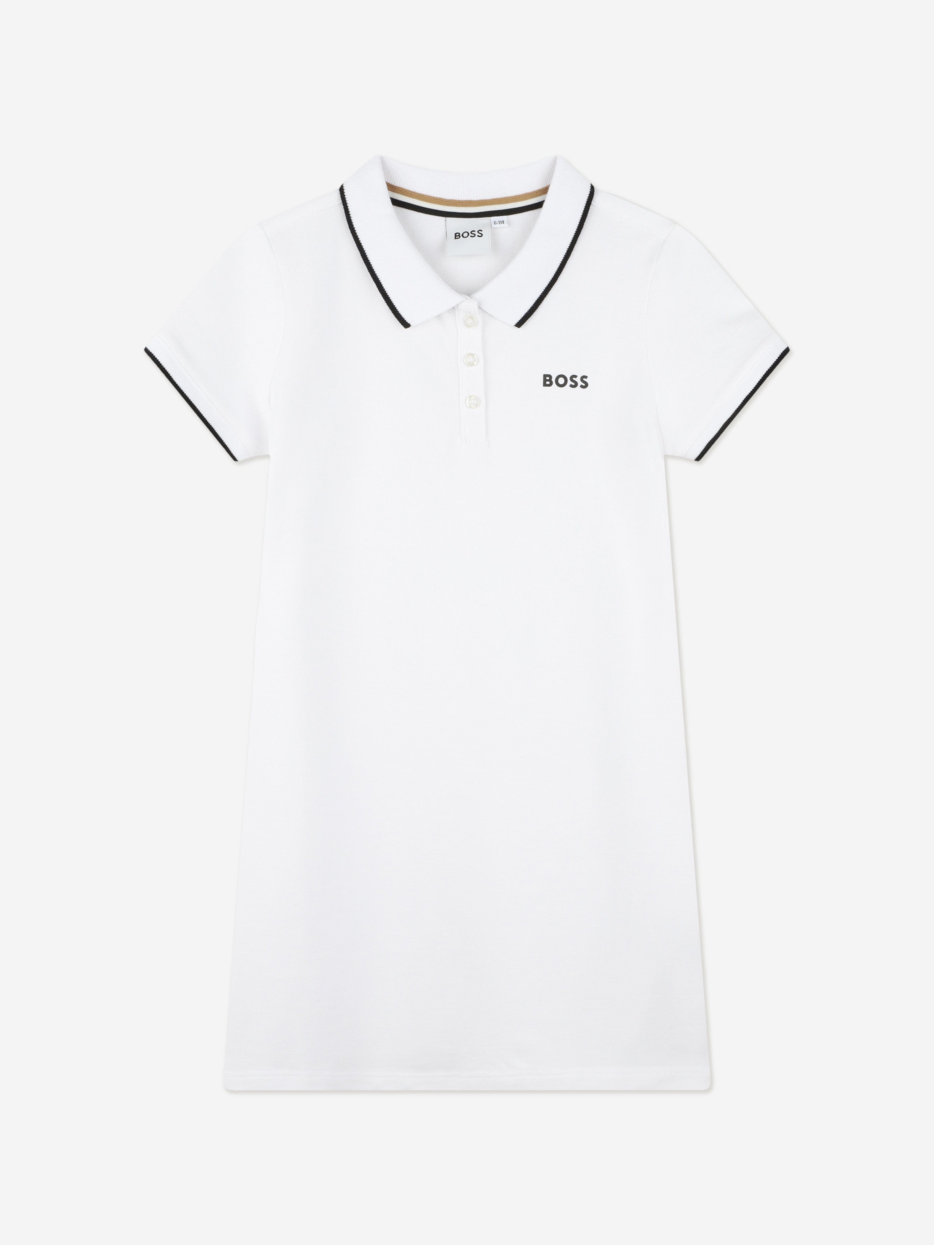 BOSS Girls Polo Dress in White