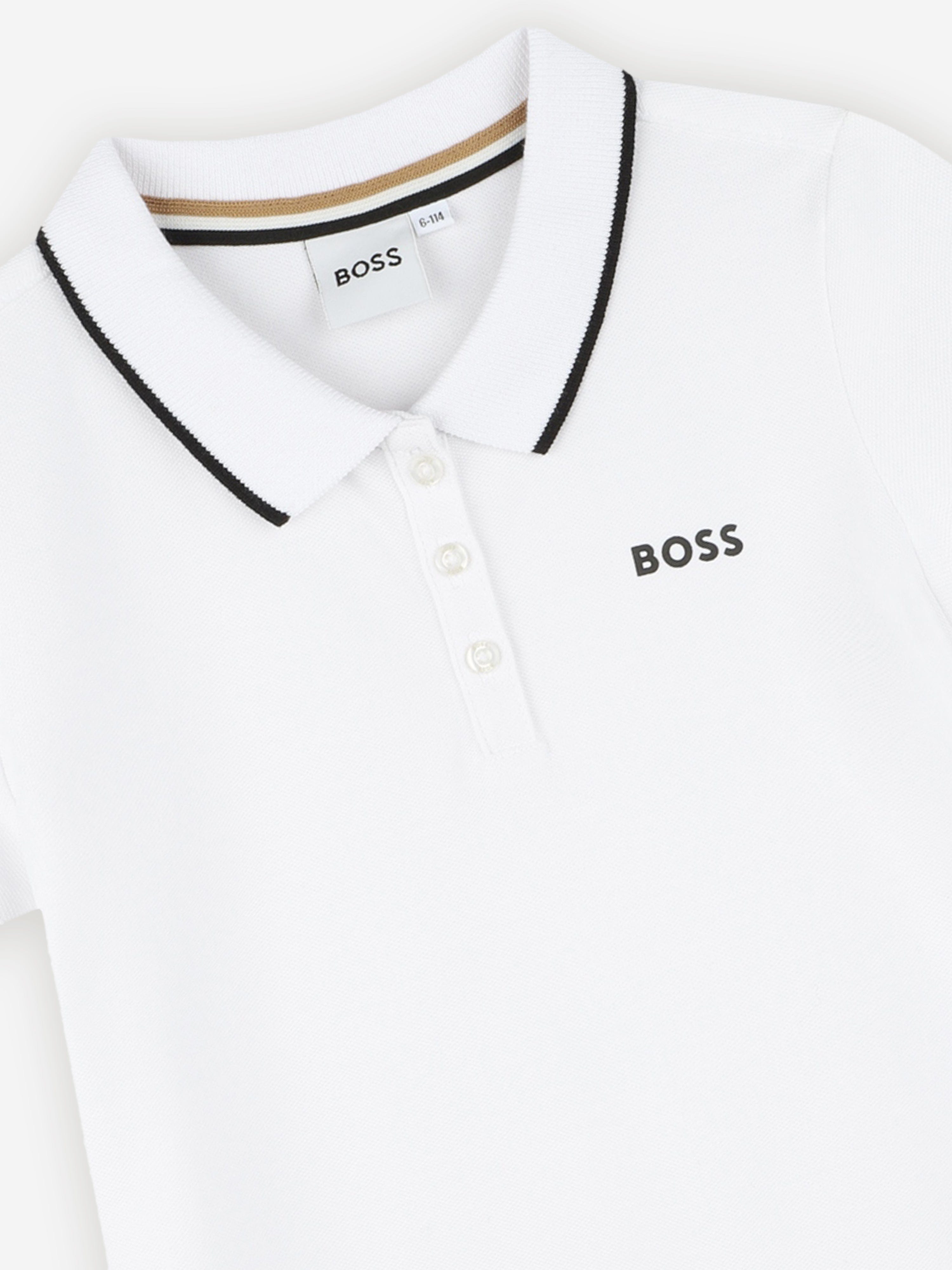 BOSS Girls Polo Dress in White