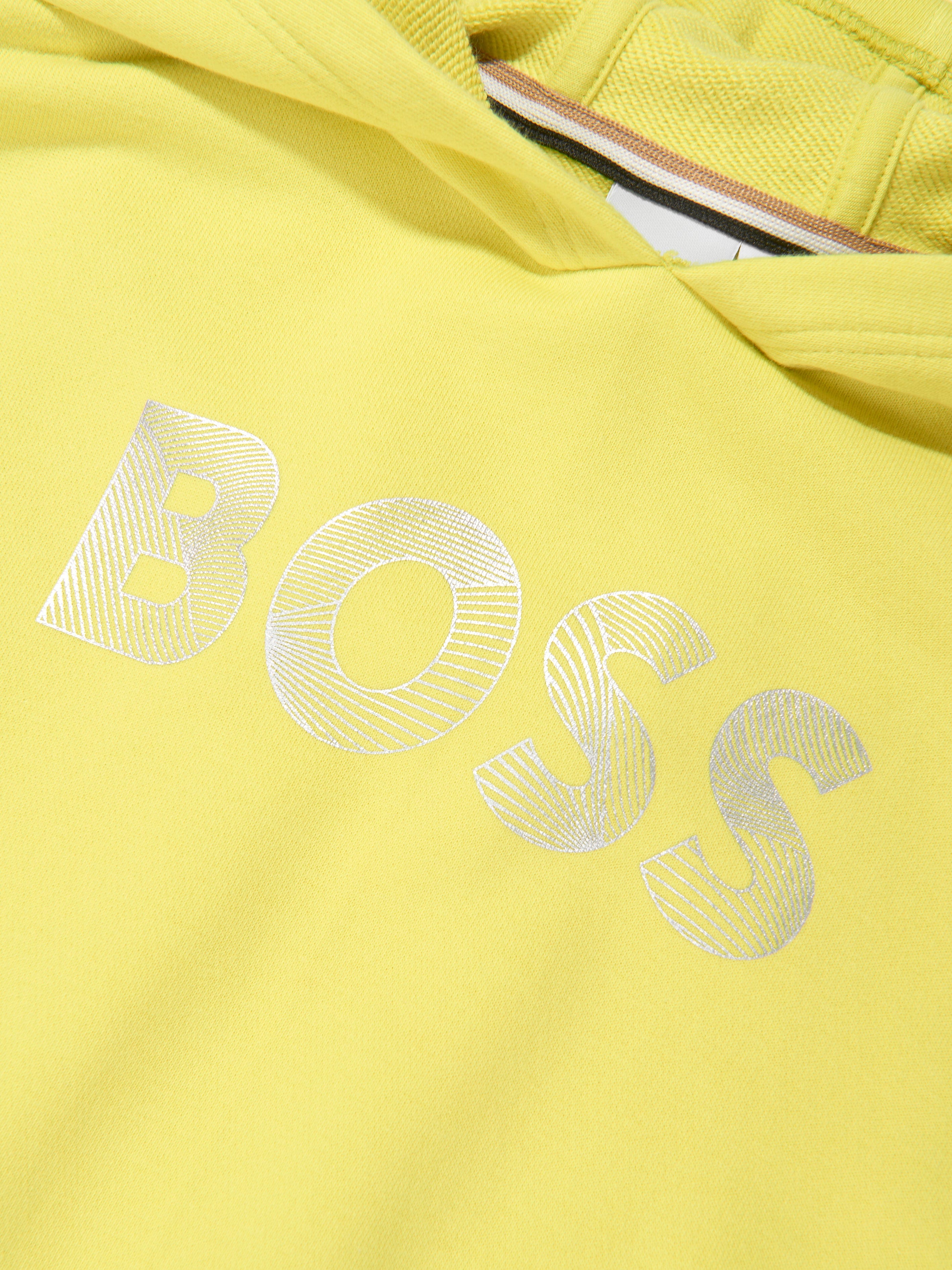 BOSS Girls Hooded Sweater Dress in Yellow