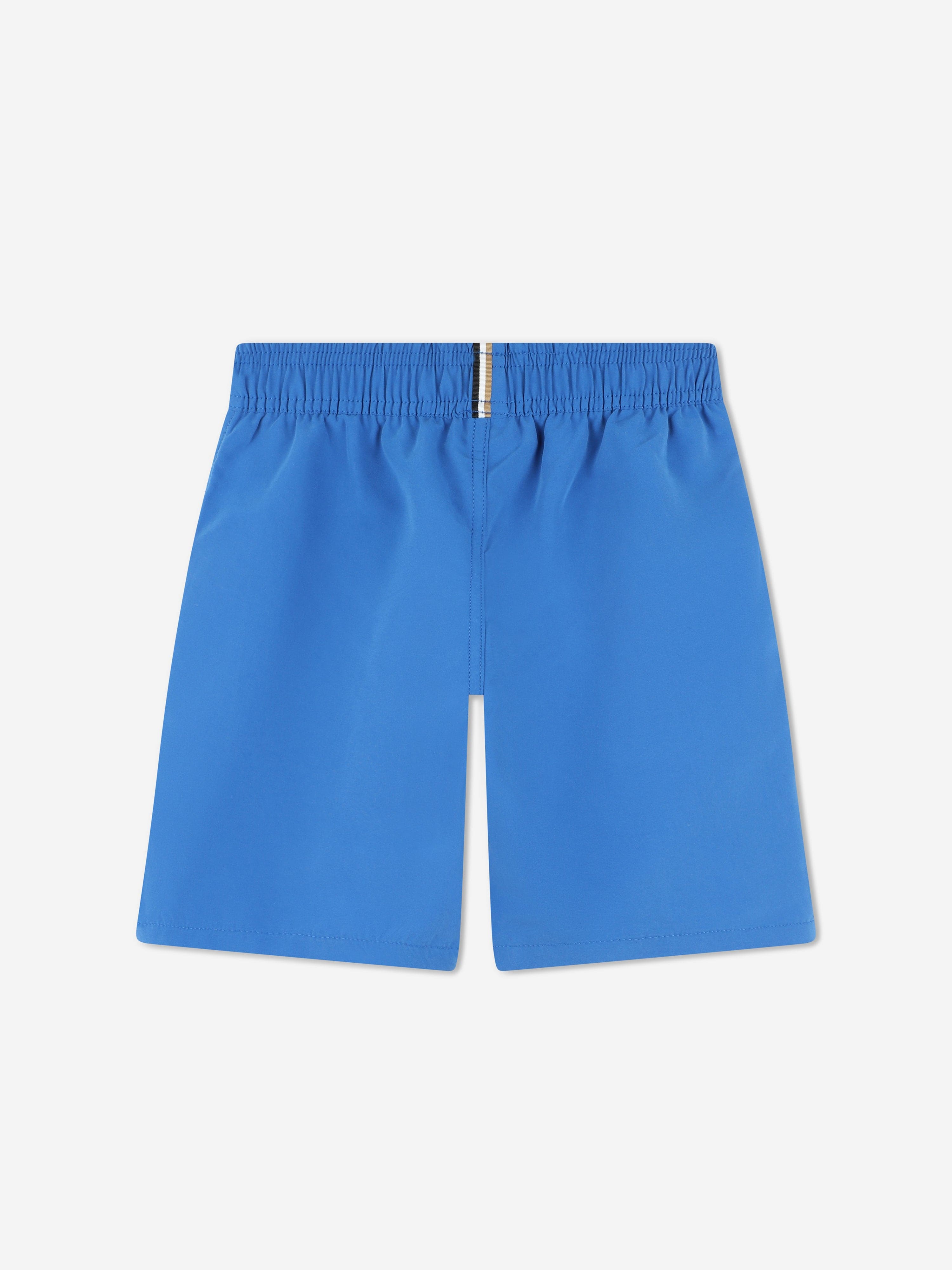 BOSS Boys Logo Print Swim Shorts in Blue