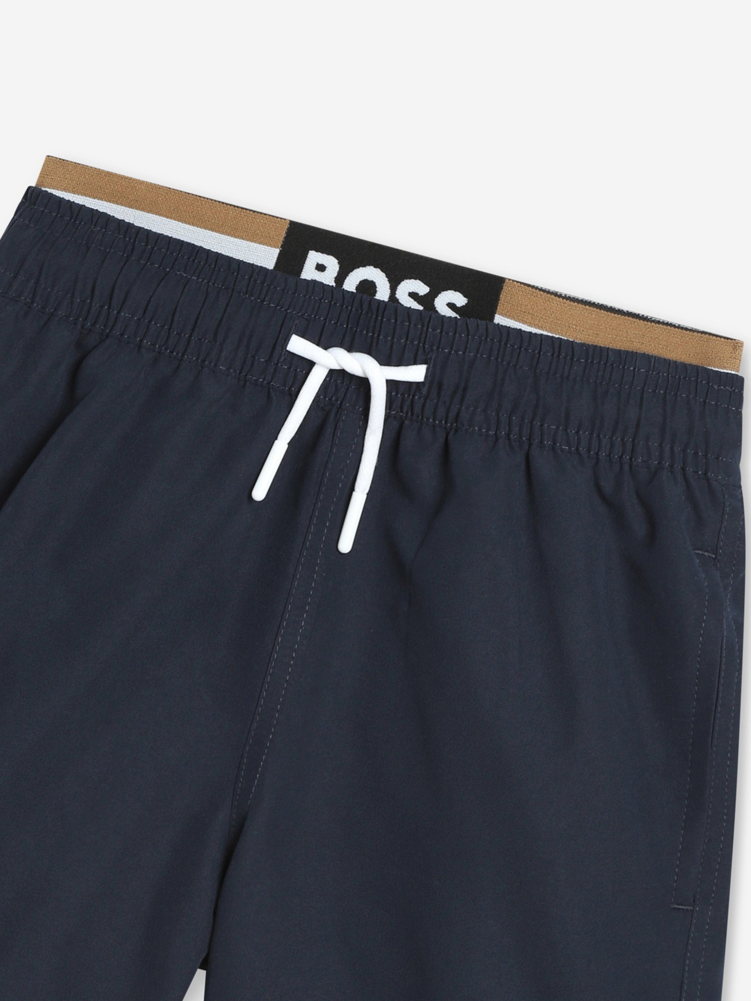 BOSS Boys Logo Swim Shorts in Navy