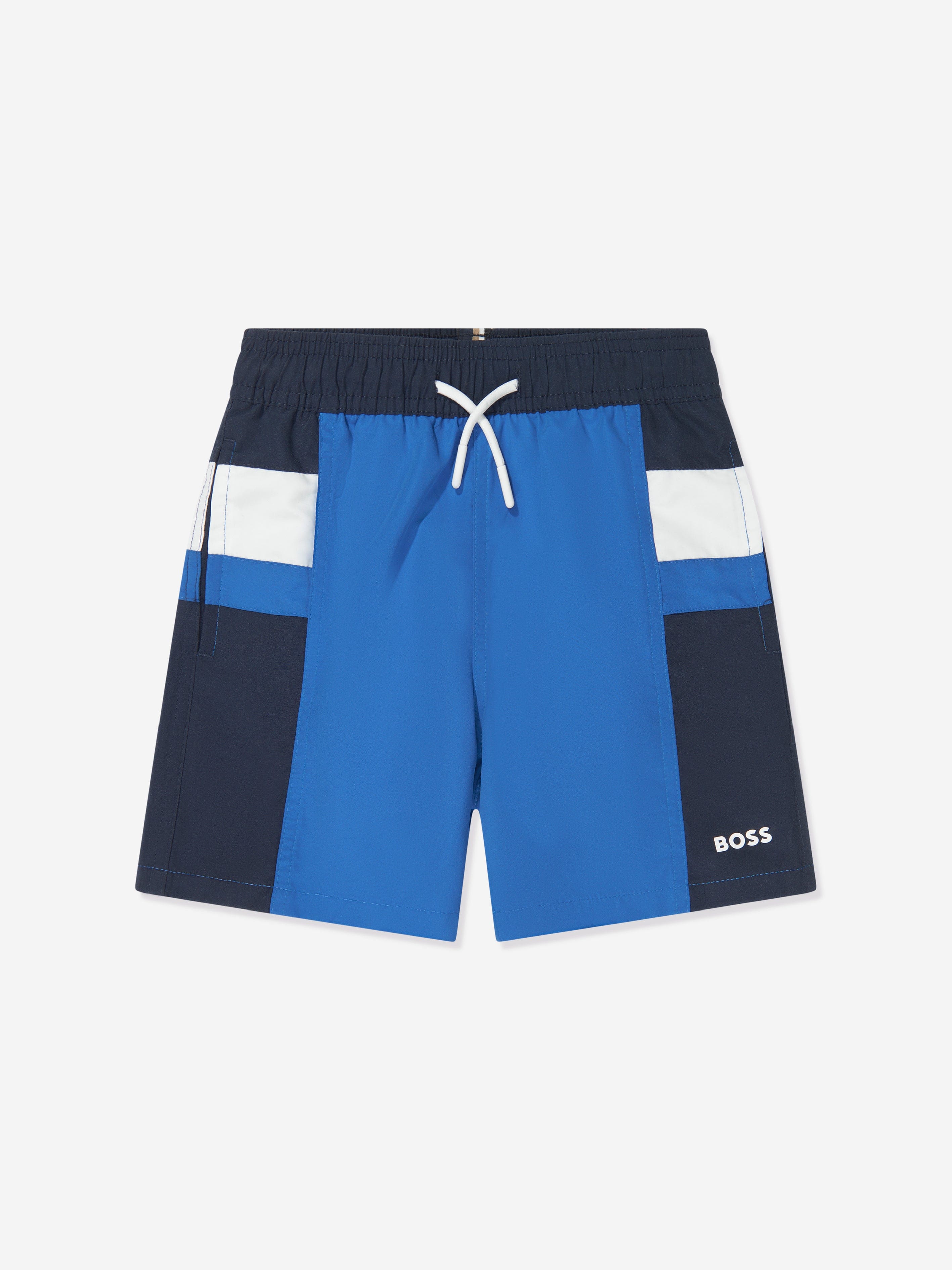 BOSS Boys Logo Swim Shorts in Blue