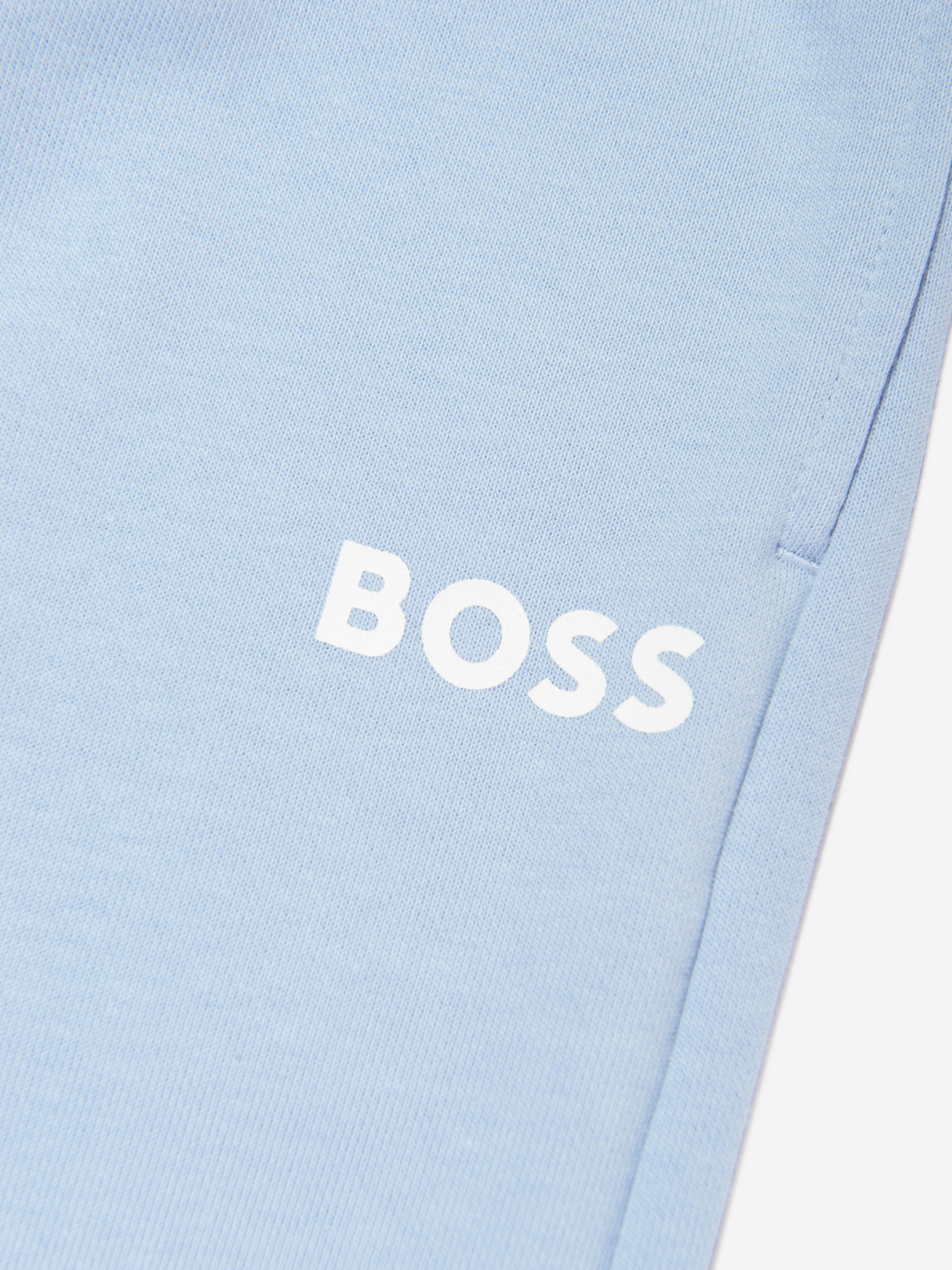 BOSS Boys Logo Print Joggers in Blue