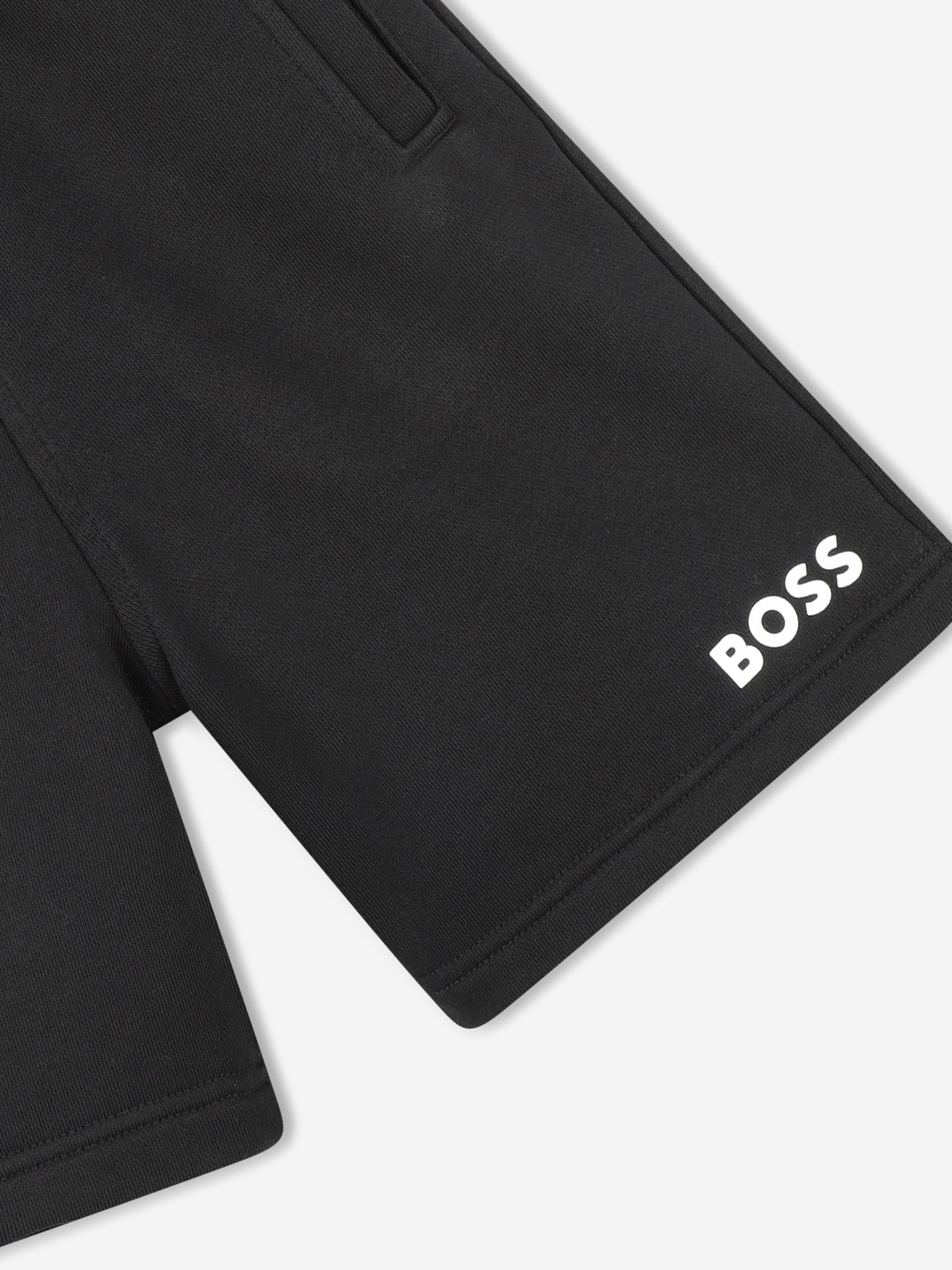 BOSS Boys Logo Print Shorts in Black