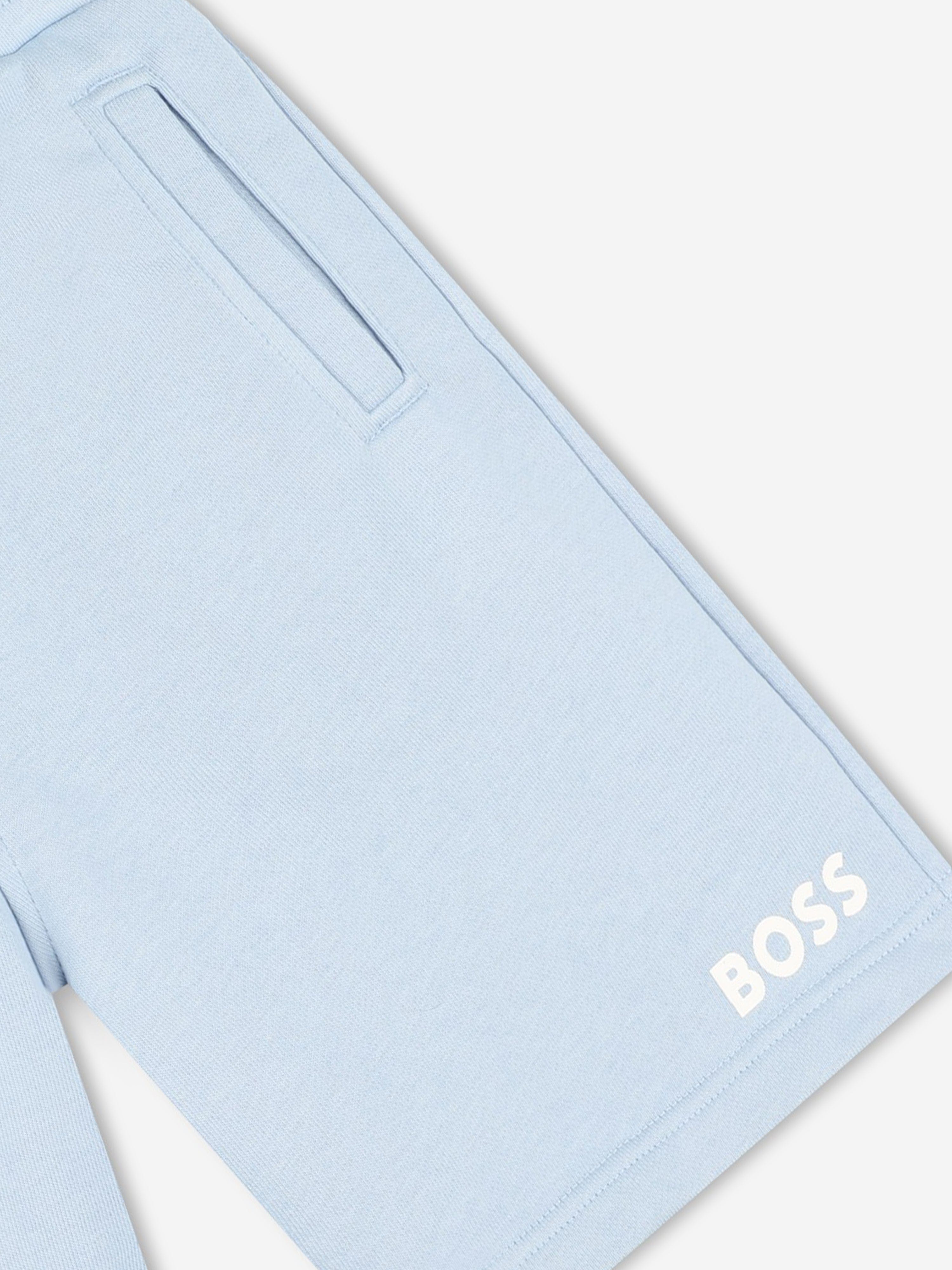 BOSS Boys Logo Print Shorts in Blue