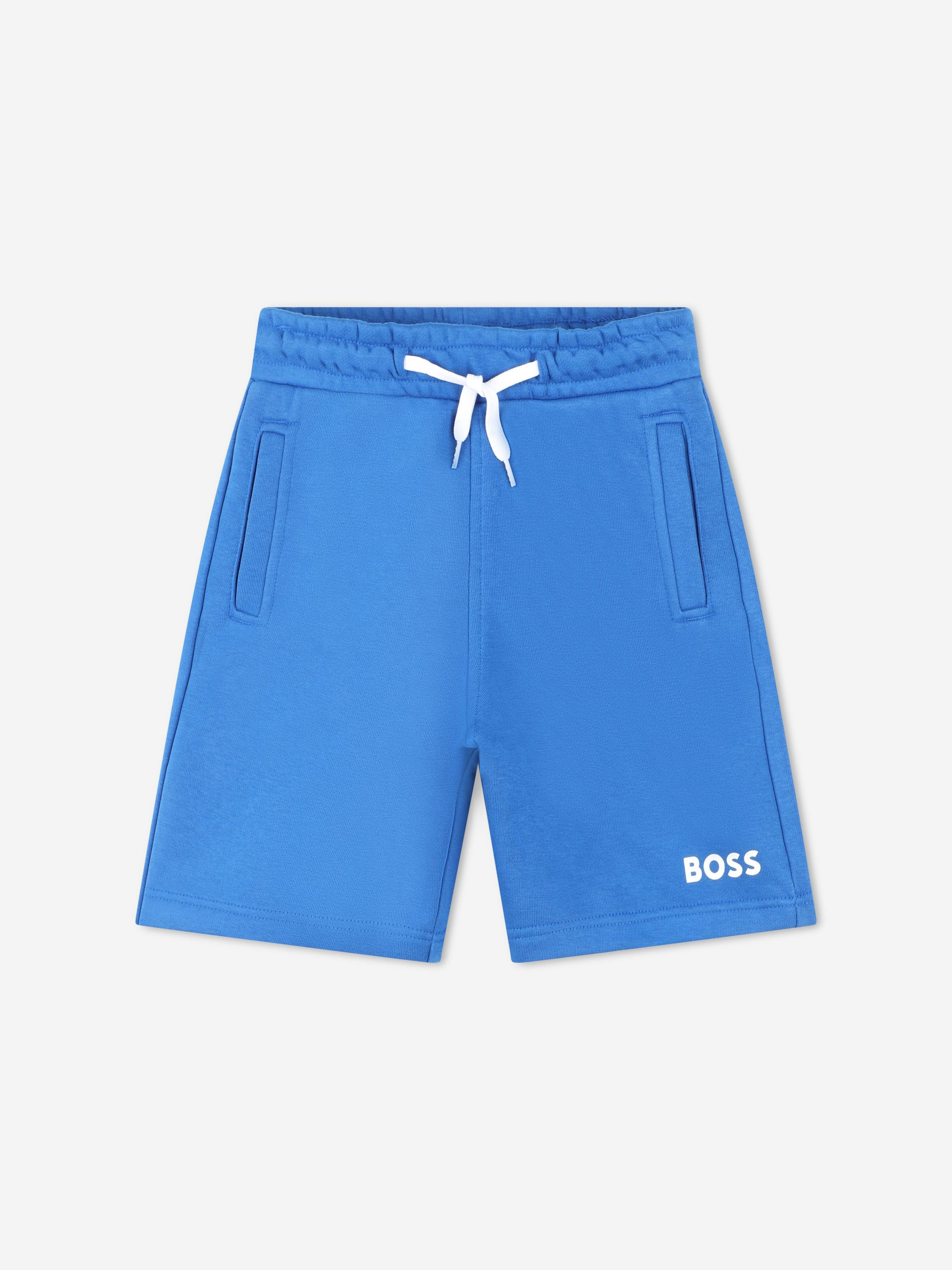 BOSS Boys Logo Print Shorts in Blue