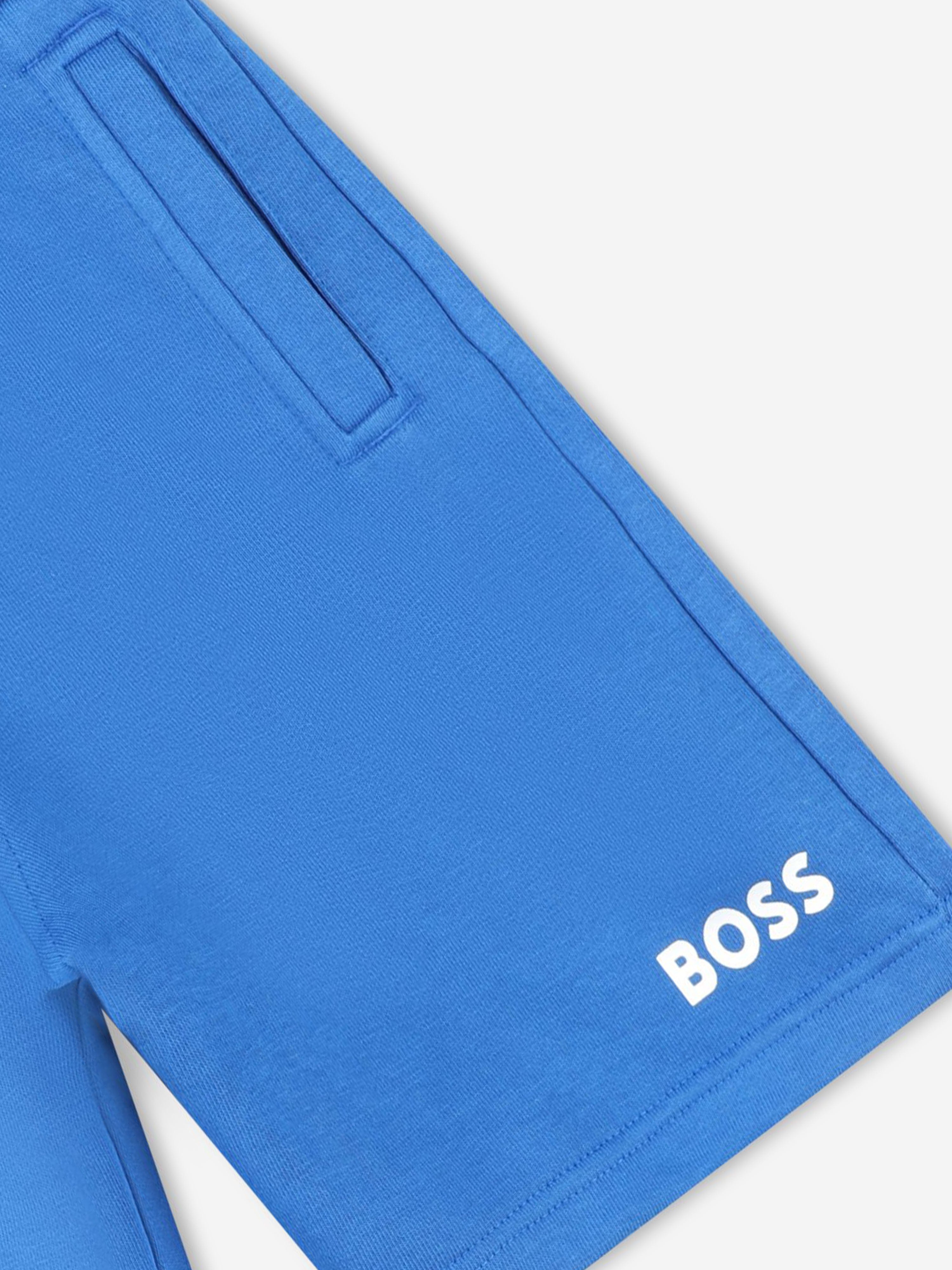 BOSS Boys Logo Print Shorts in Blue