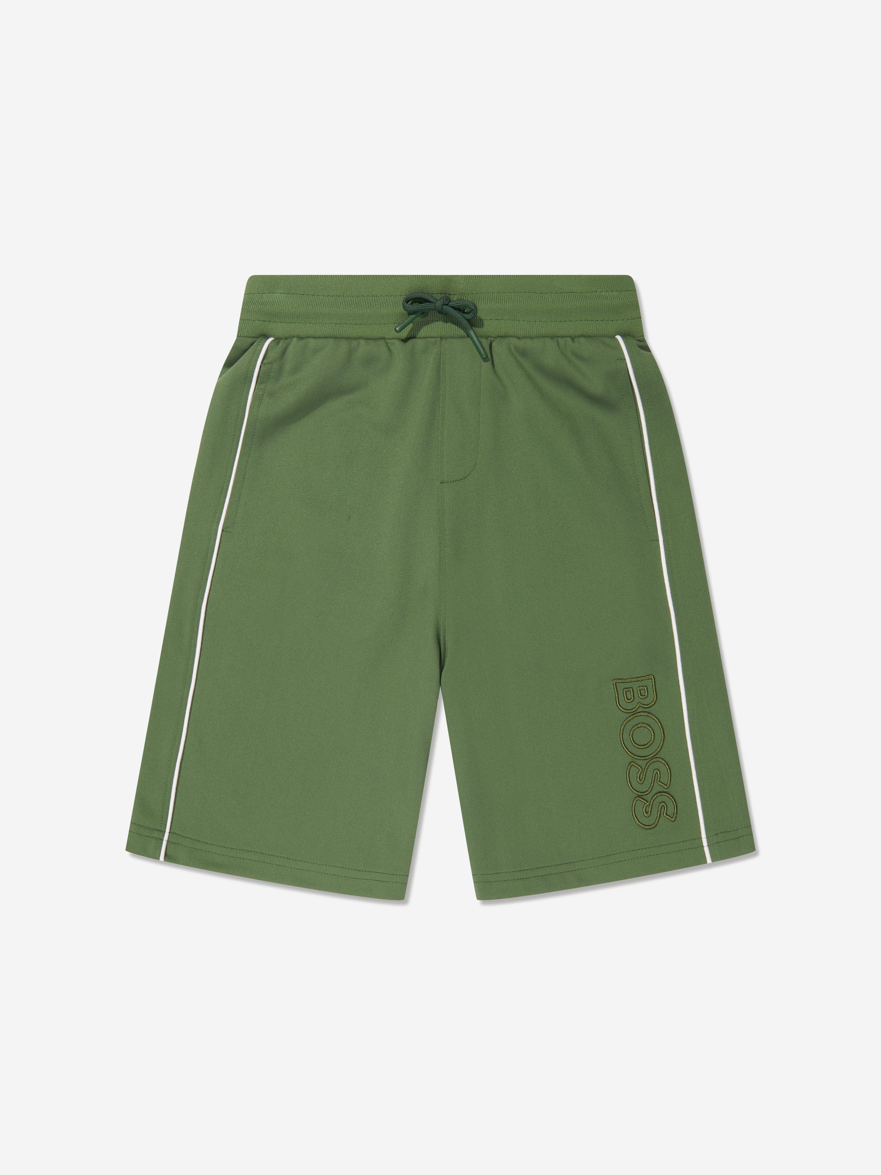 BOSS Boys Embroidered Logo Shorts in Green