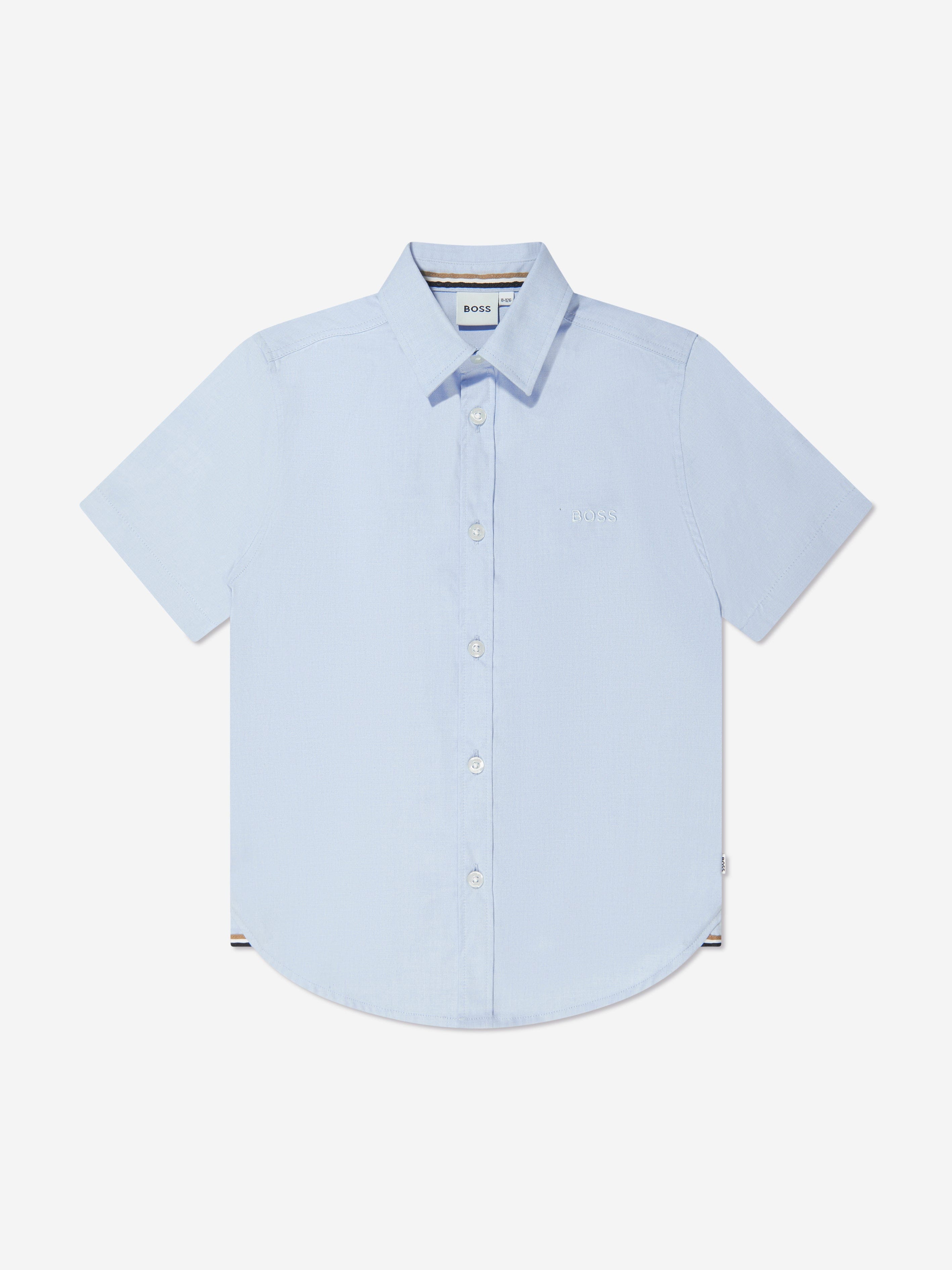 BOSS Boys Short Sleeve Logo Shirt in Blue