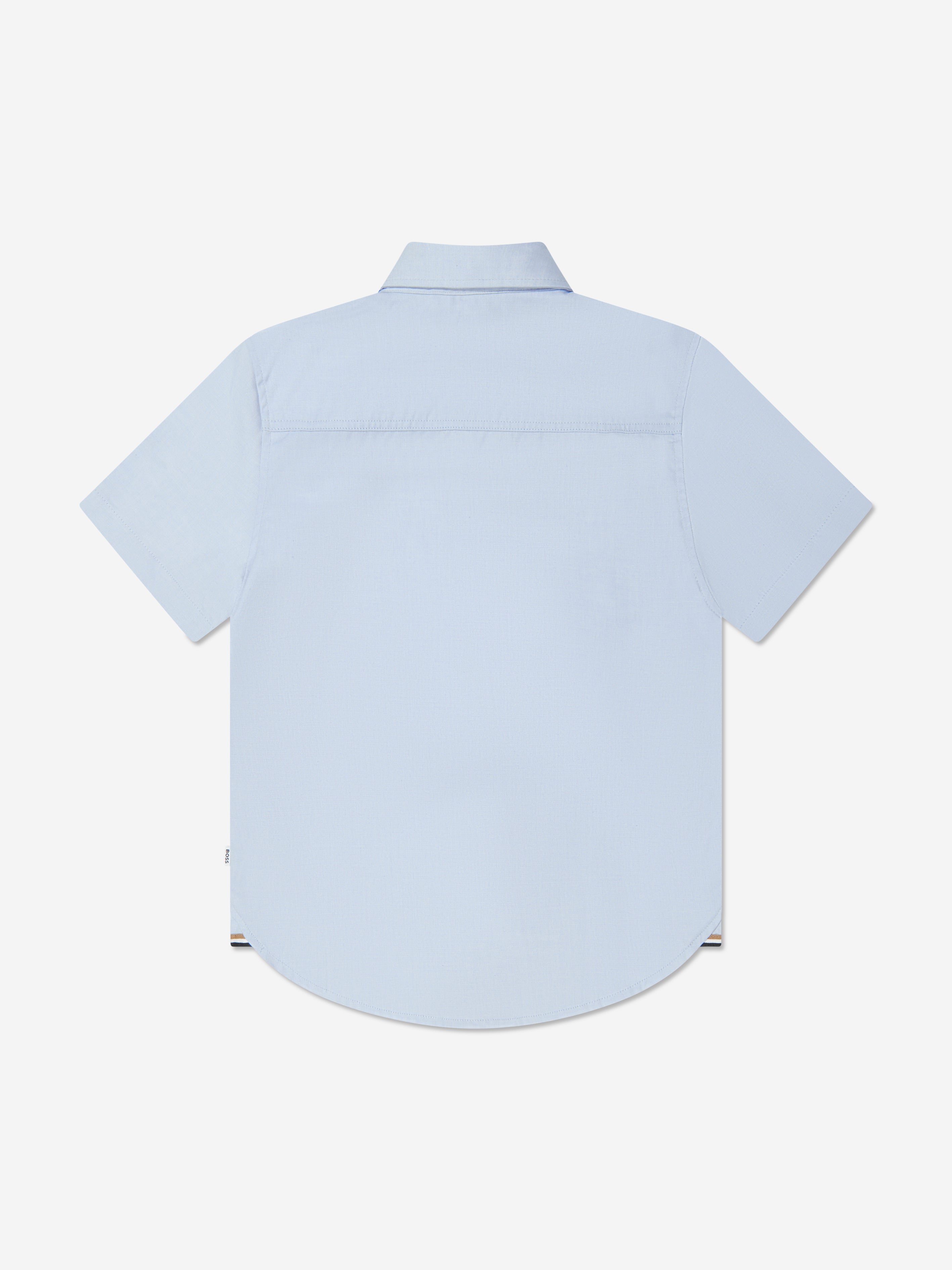 BOSS Boys Short Sleeve Logo Shirt in Blue