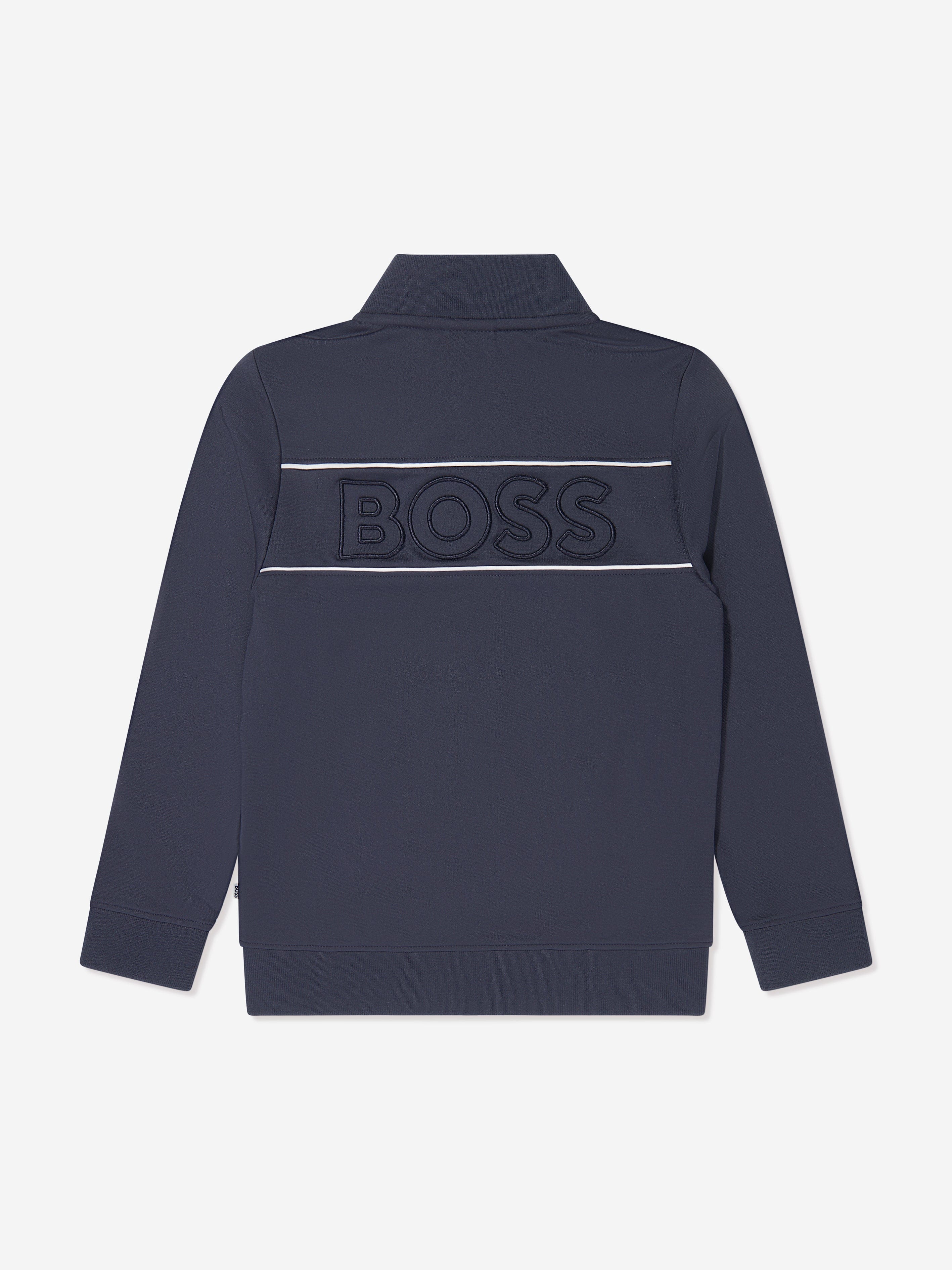 BOSS Boys Zip Up Track Jacket in Navy