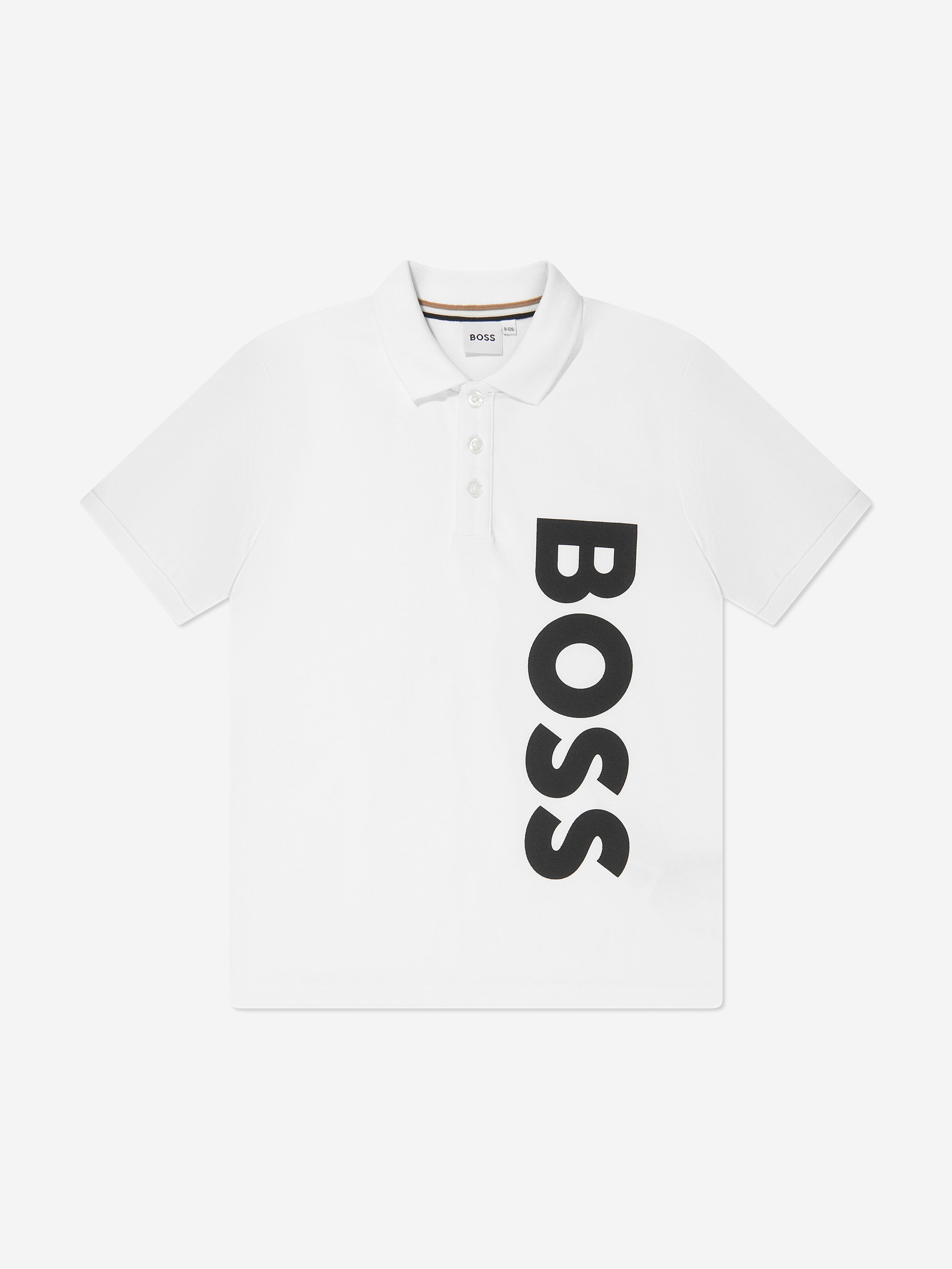 BOSS Boys Logo Print Polo Shirt in White