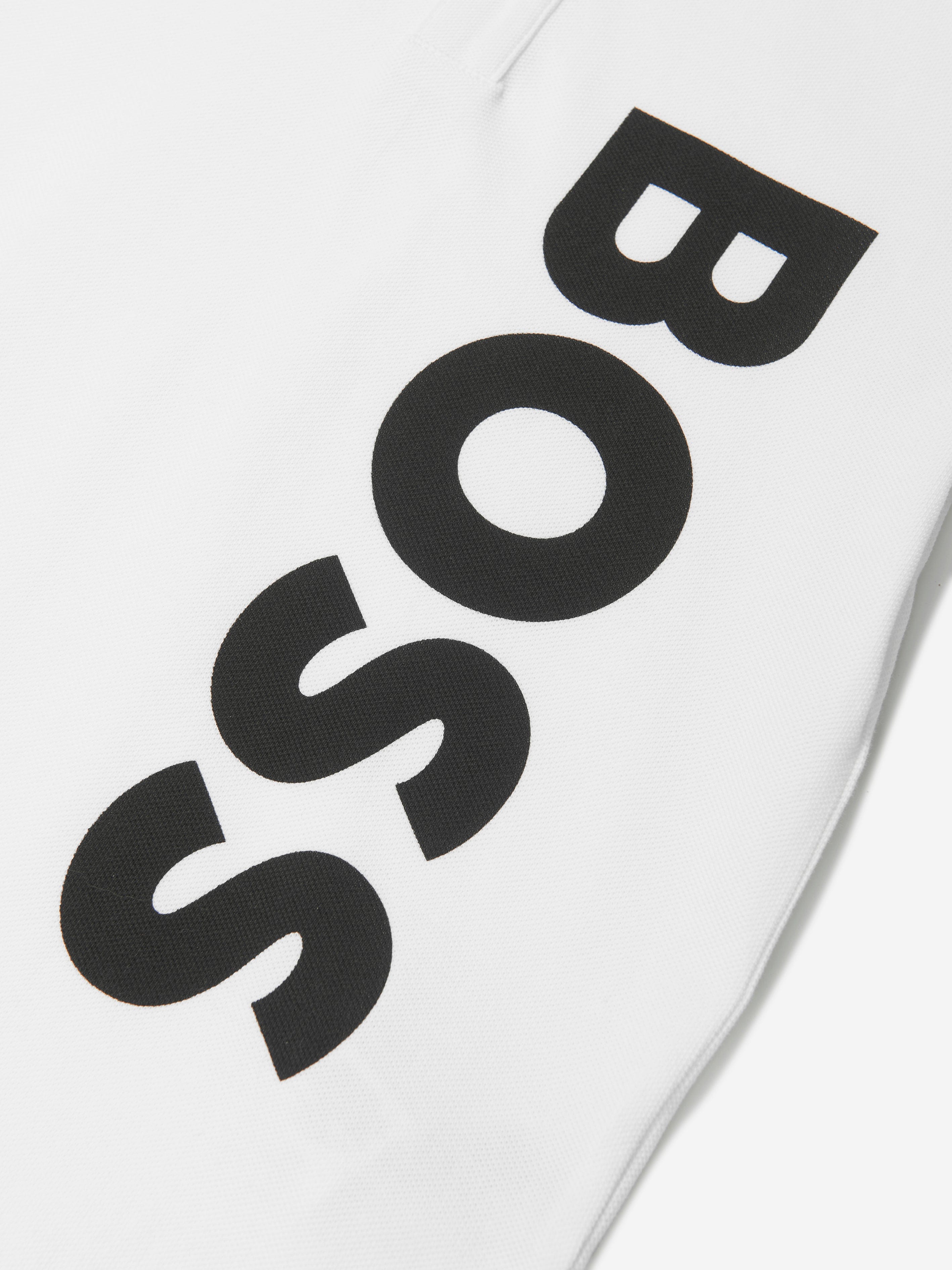 BOSS Boys Logo Print Polo Shirt in White