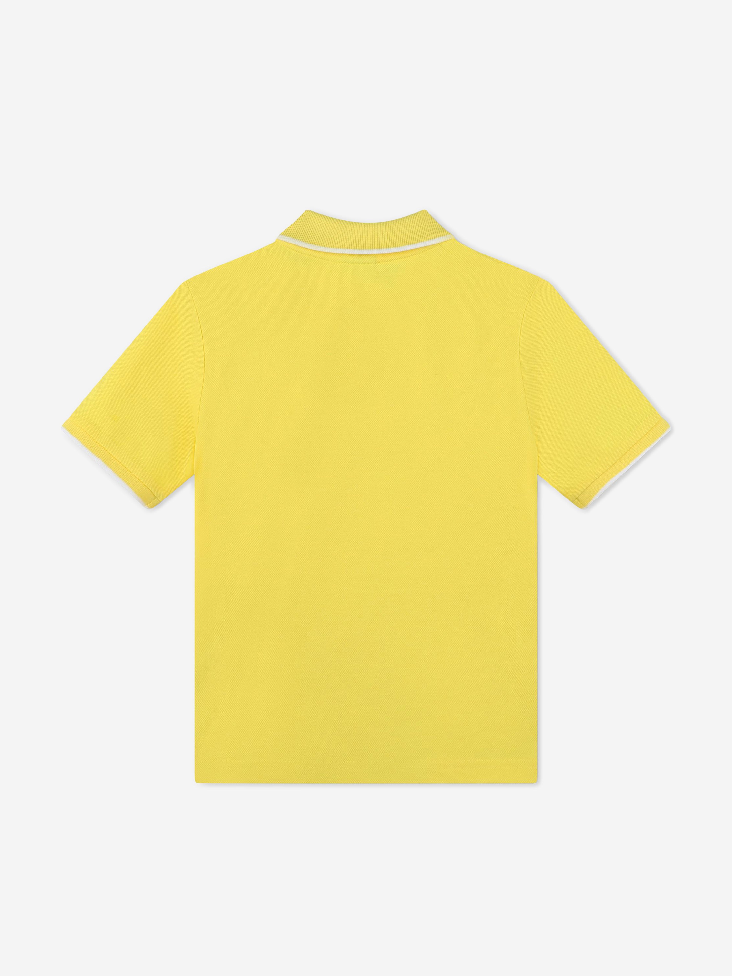 BOSS Boys Logo Print Polo Shirt in Yellow