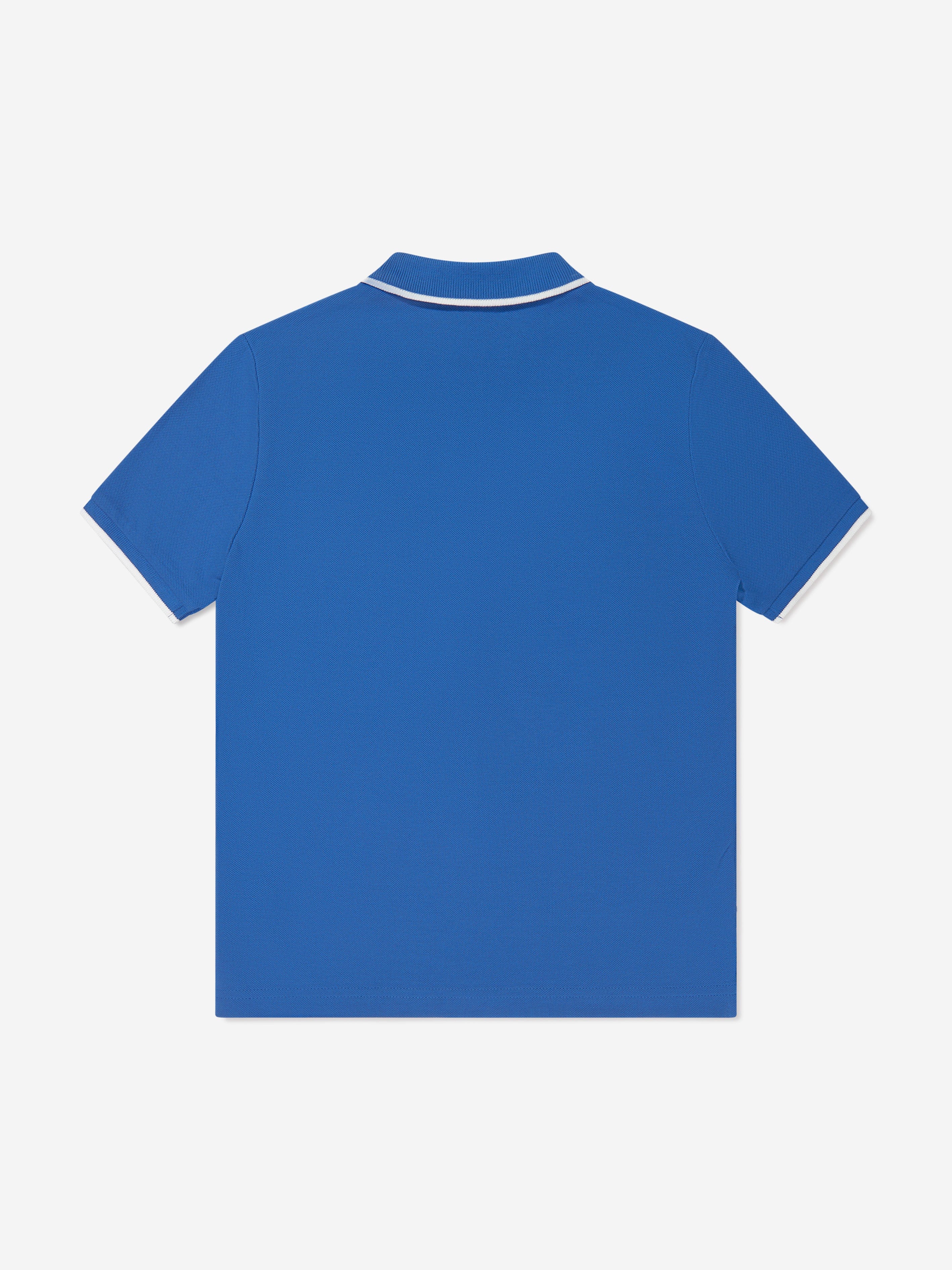 BOSS Boys Logo Print Polo Shirt in Blue