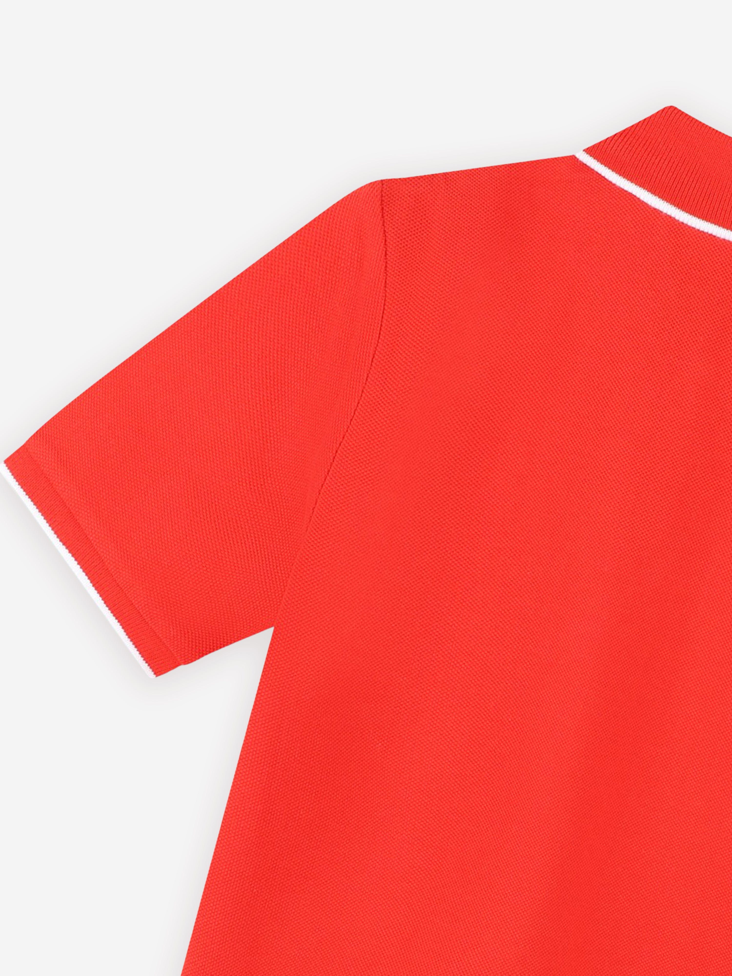 BOSS Boys Logo Print Polo Shirt in Red