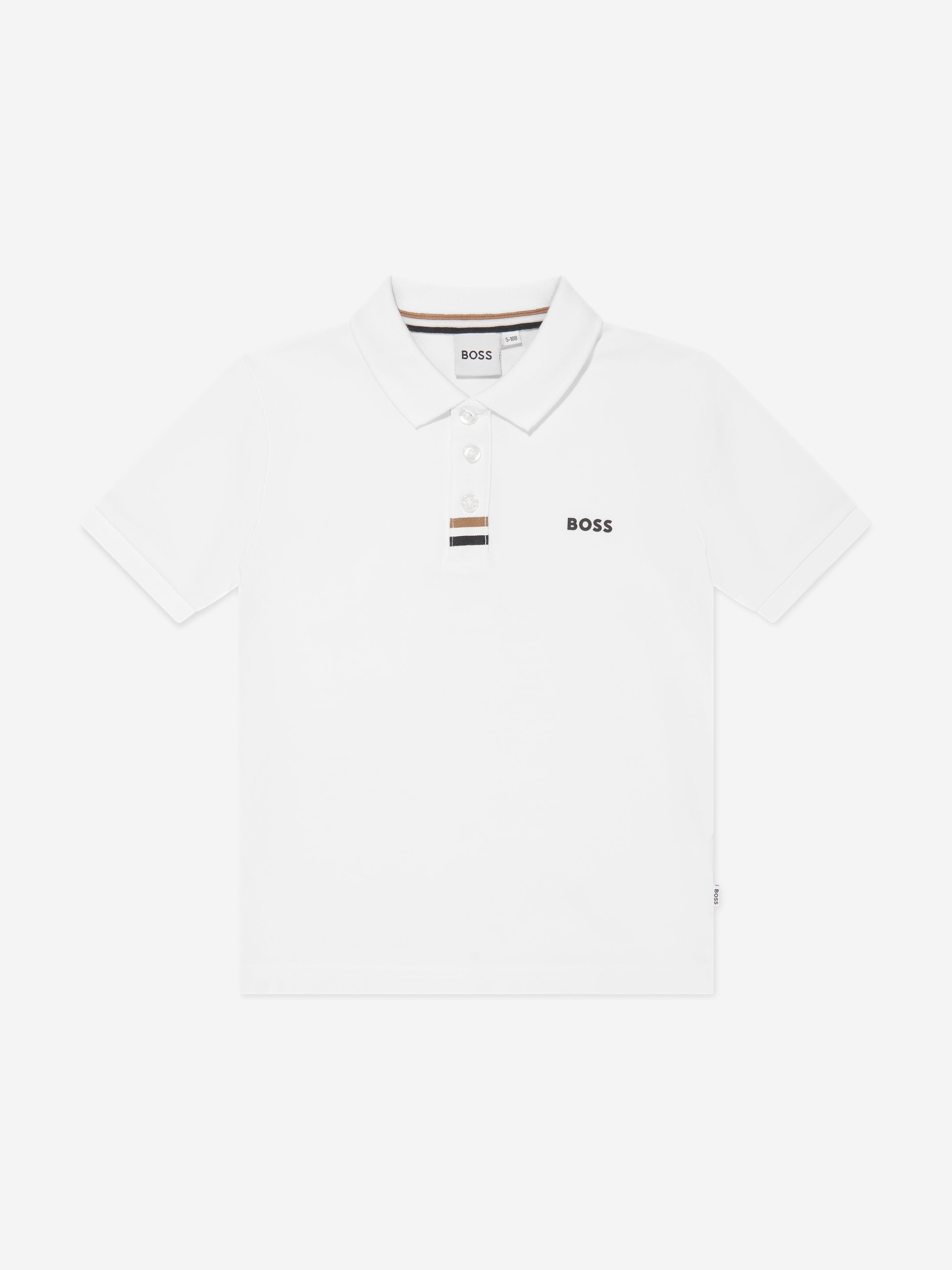 BOSS Boys Logo Print Polo Shirt in White