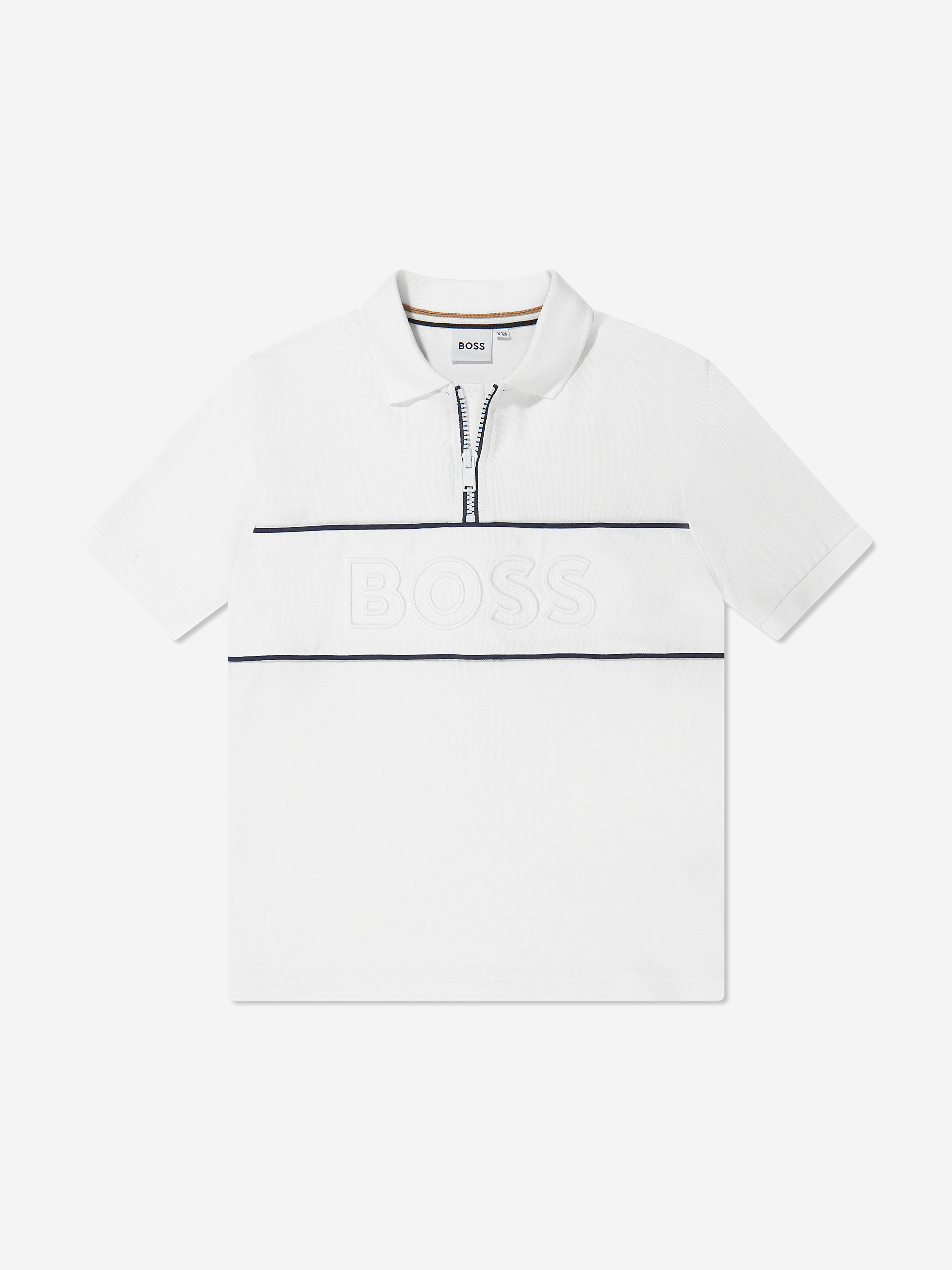 BOSS Boys Embroidered Logo Polo Shirt in White