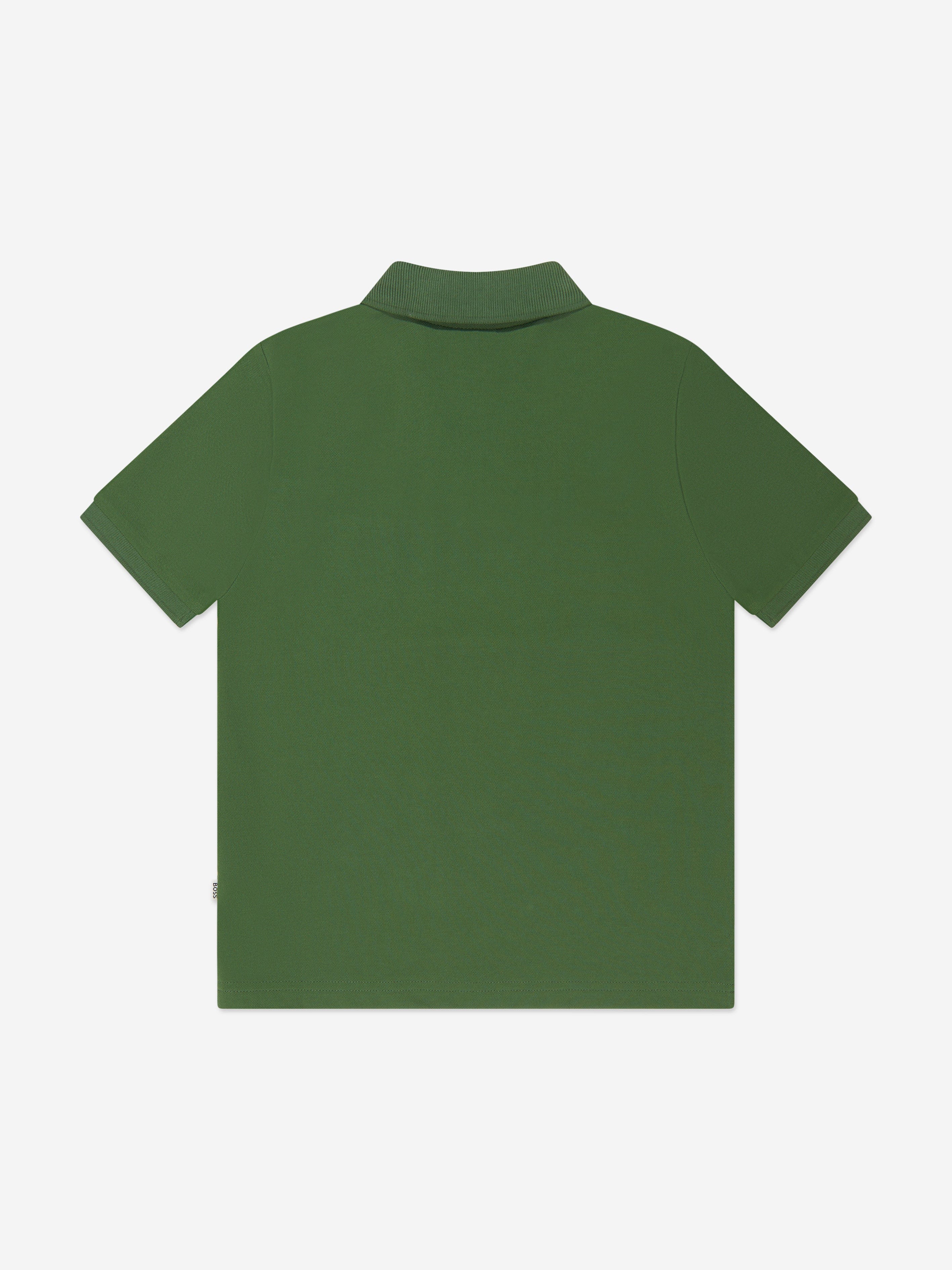 BOSS Boys Embroidered Logo Polo Shirt in Green