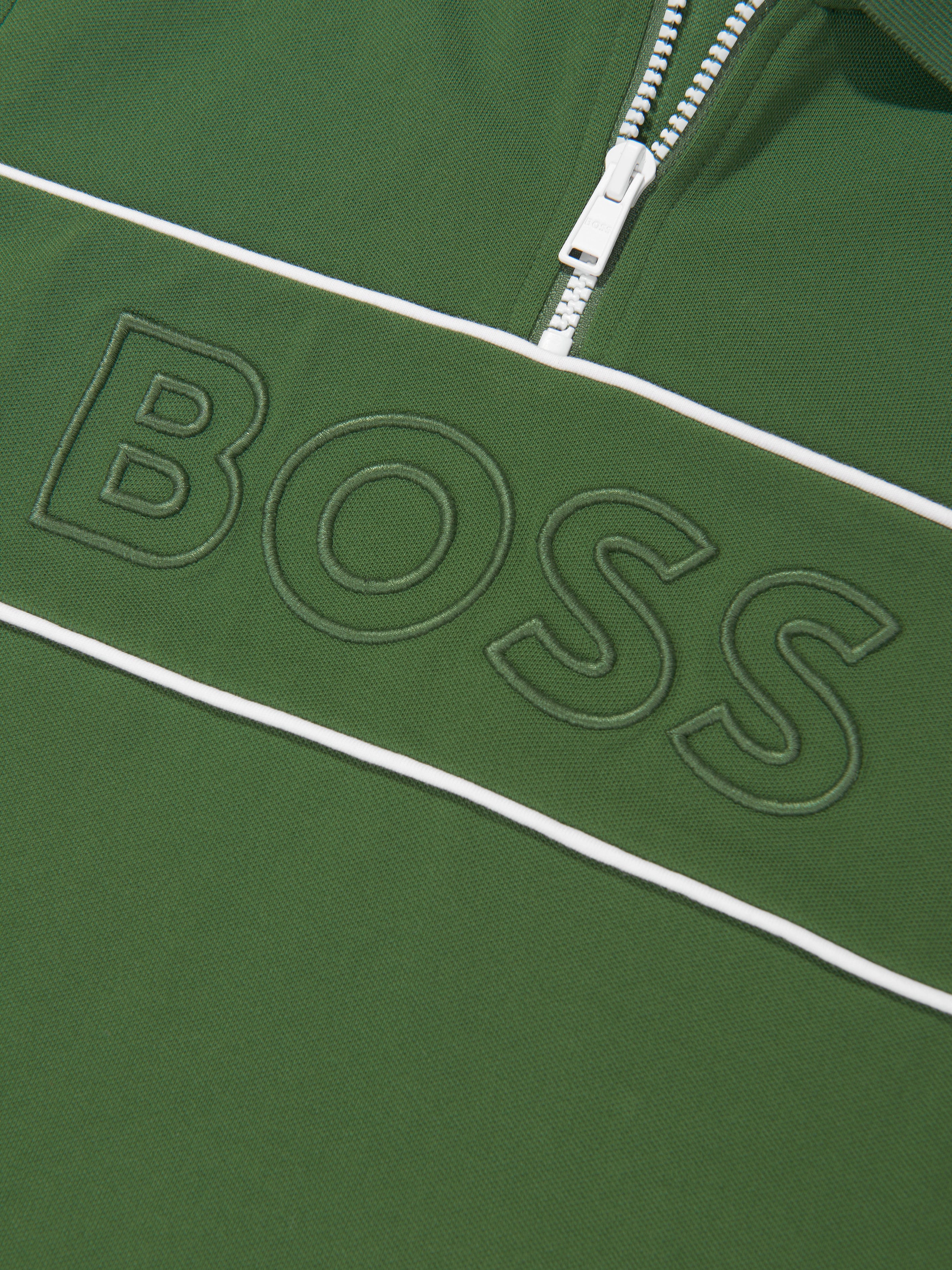 BOSS Boys Embroidered Logo Polo Shirt in Green