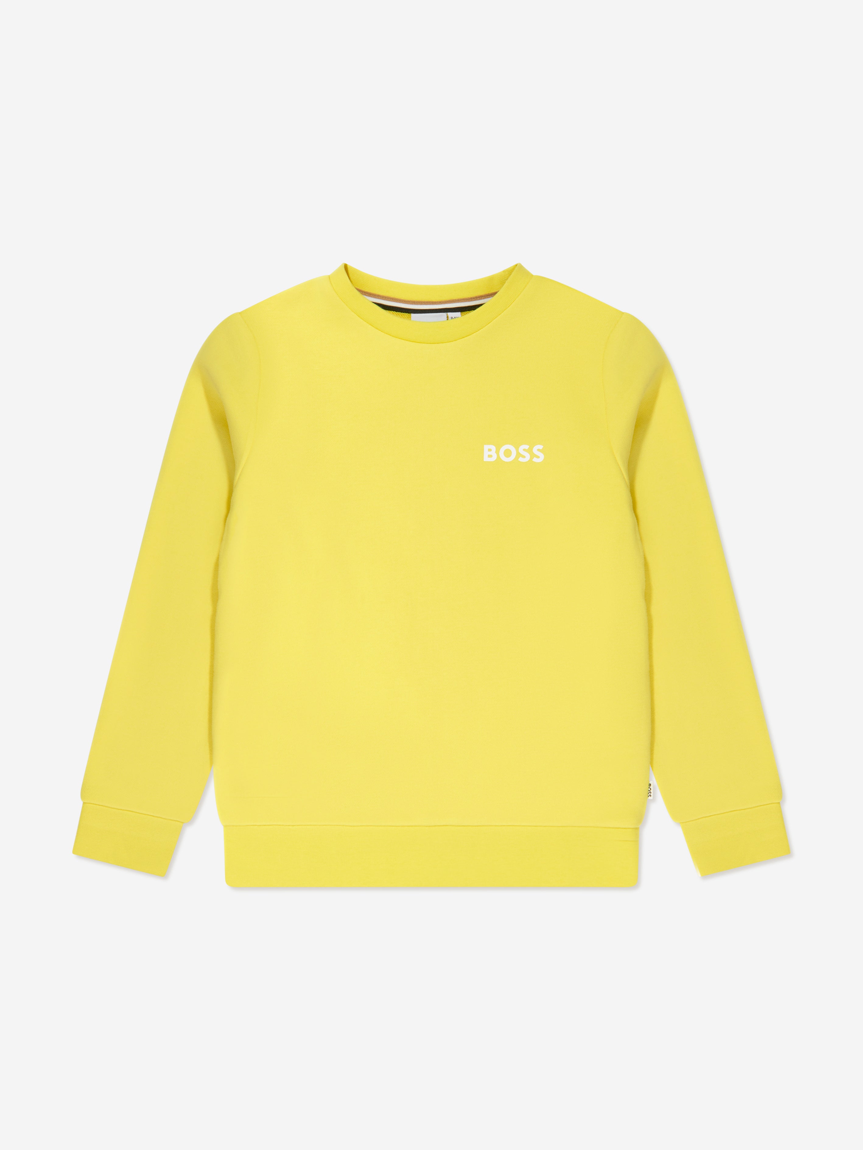 BOSS Boys Logo Print Sweatshirt in Yellow