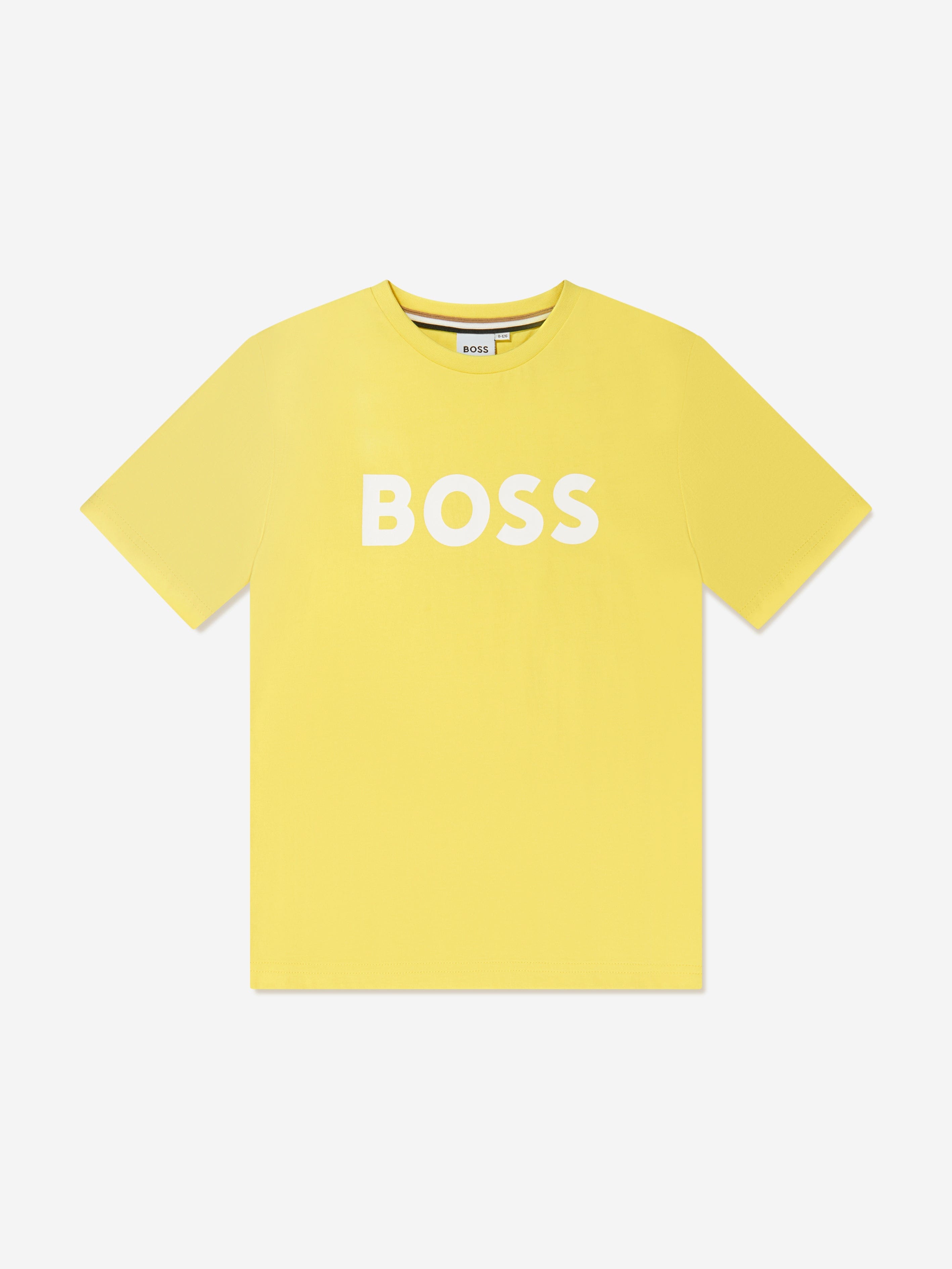 BOSS Boys Logo Print T-Shirt in Yellow