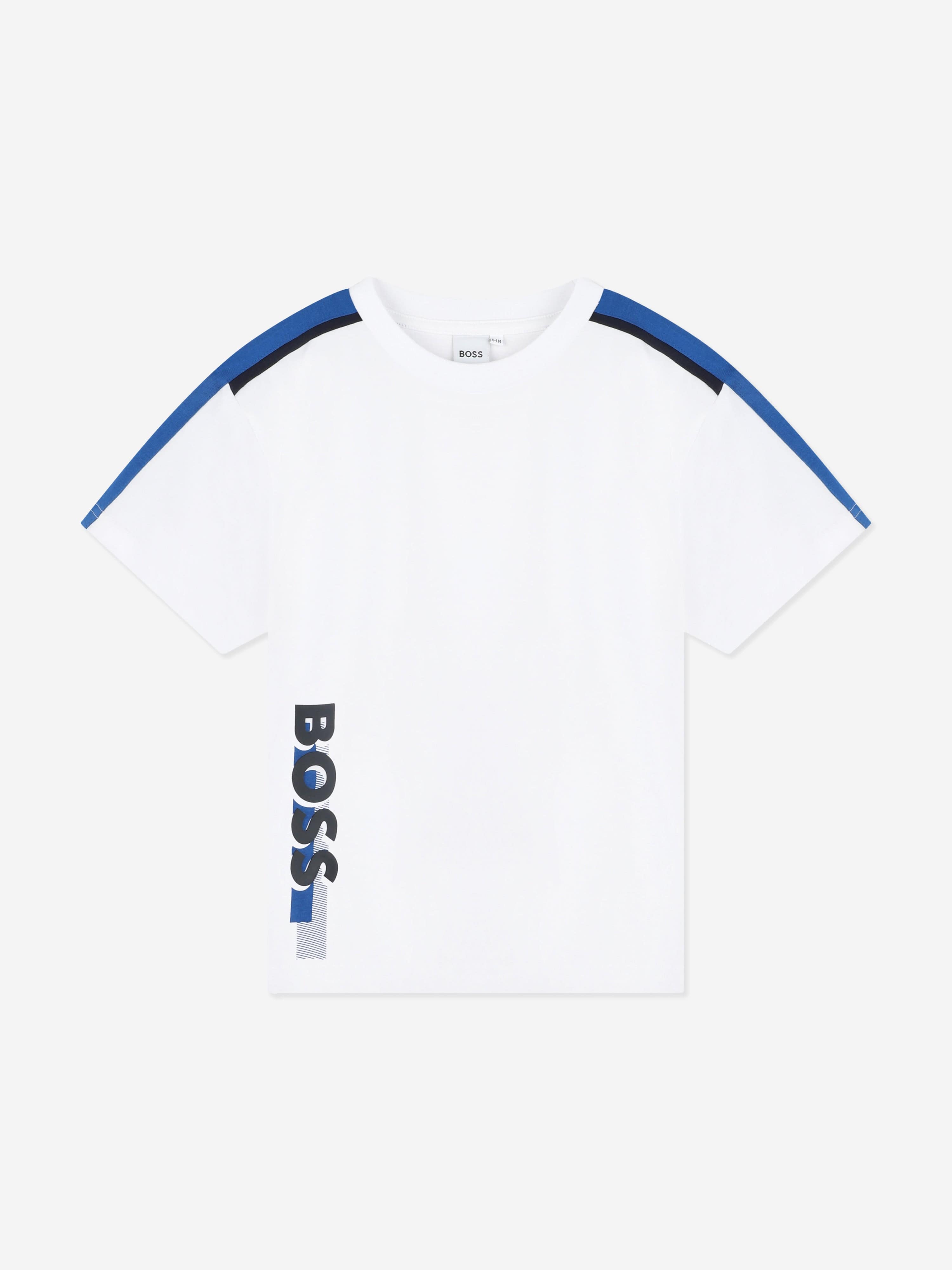 BOSS Boys Logo Print T-Shirt in White