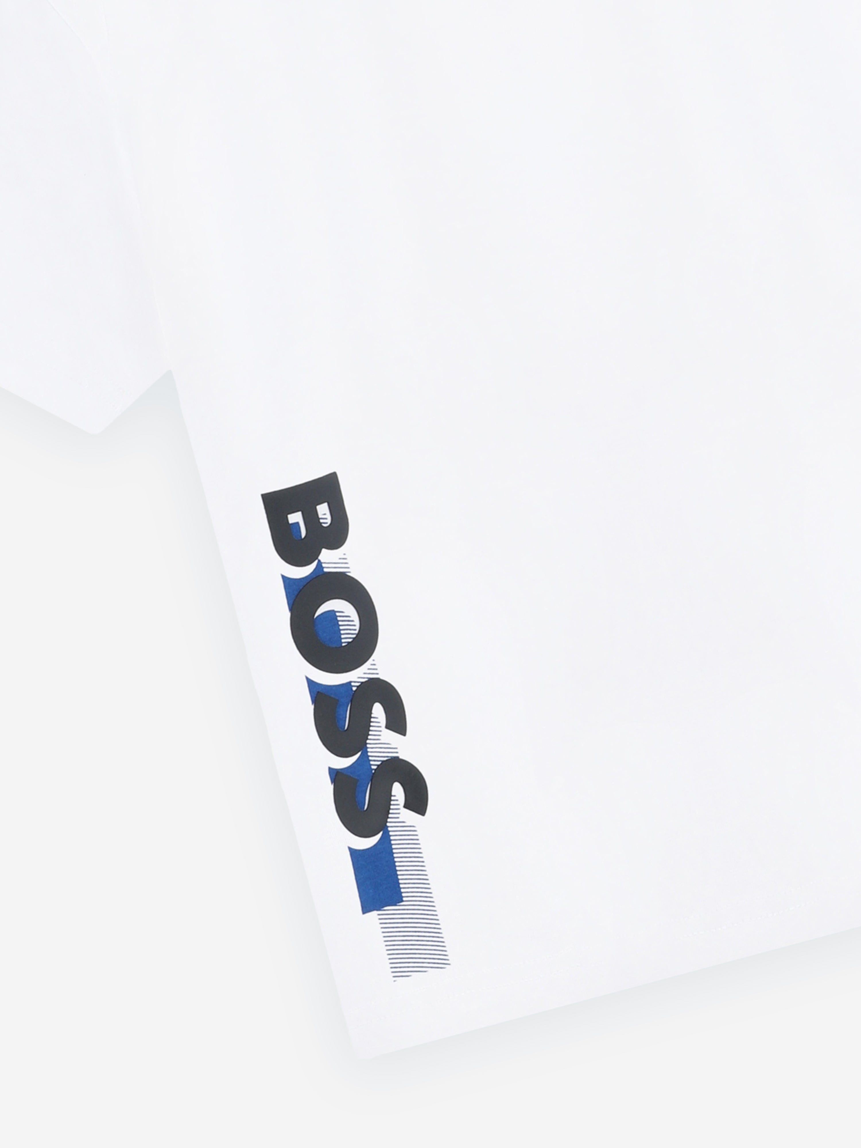 BOSS Boys Logo Print T-Shirt in White