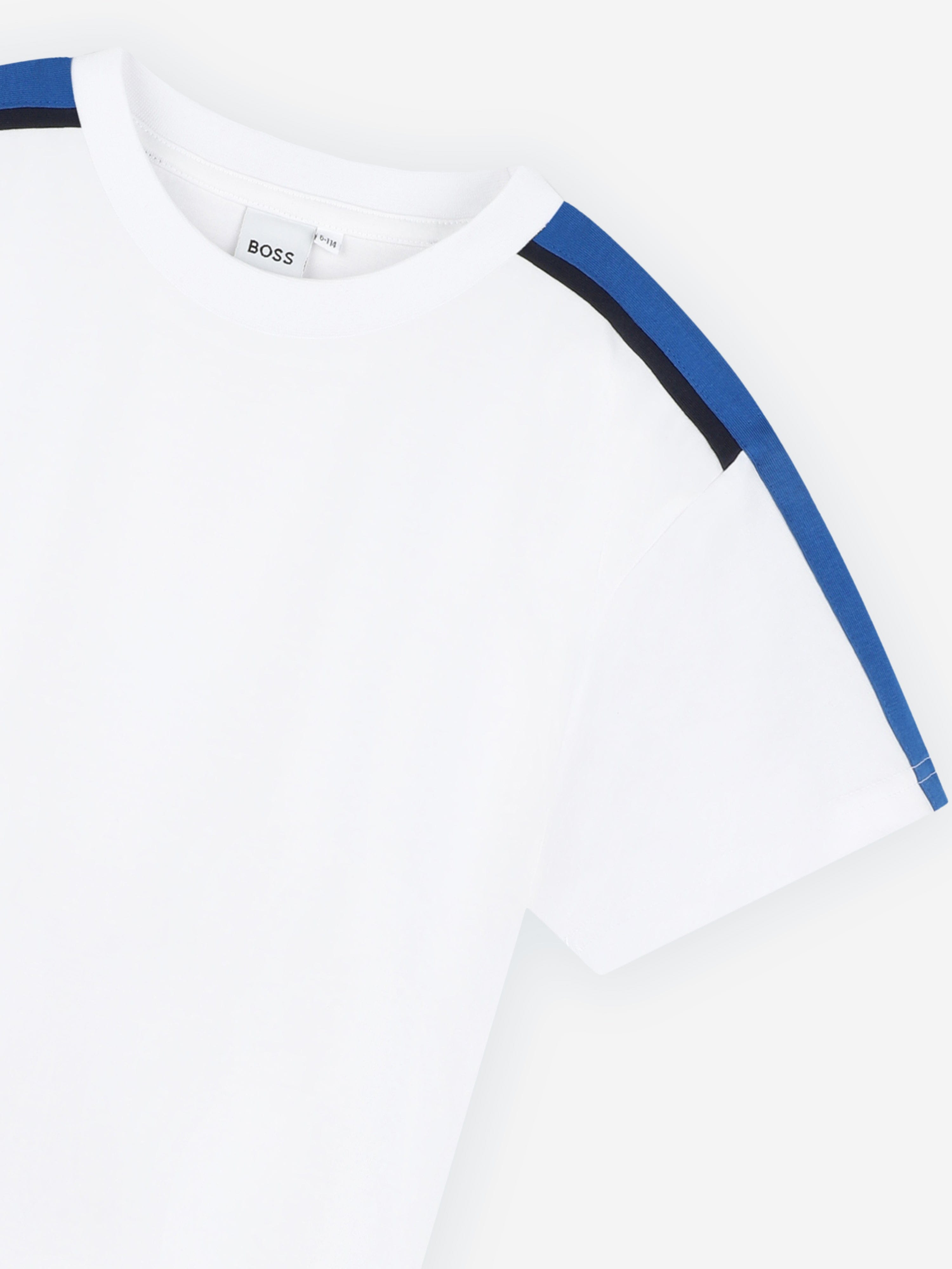 BOSS Boys Logo Print T-Shirt in White